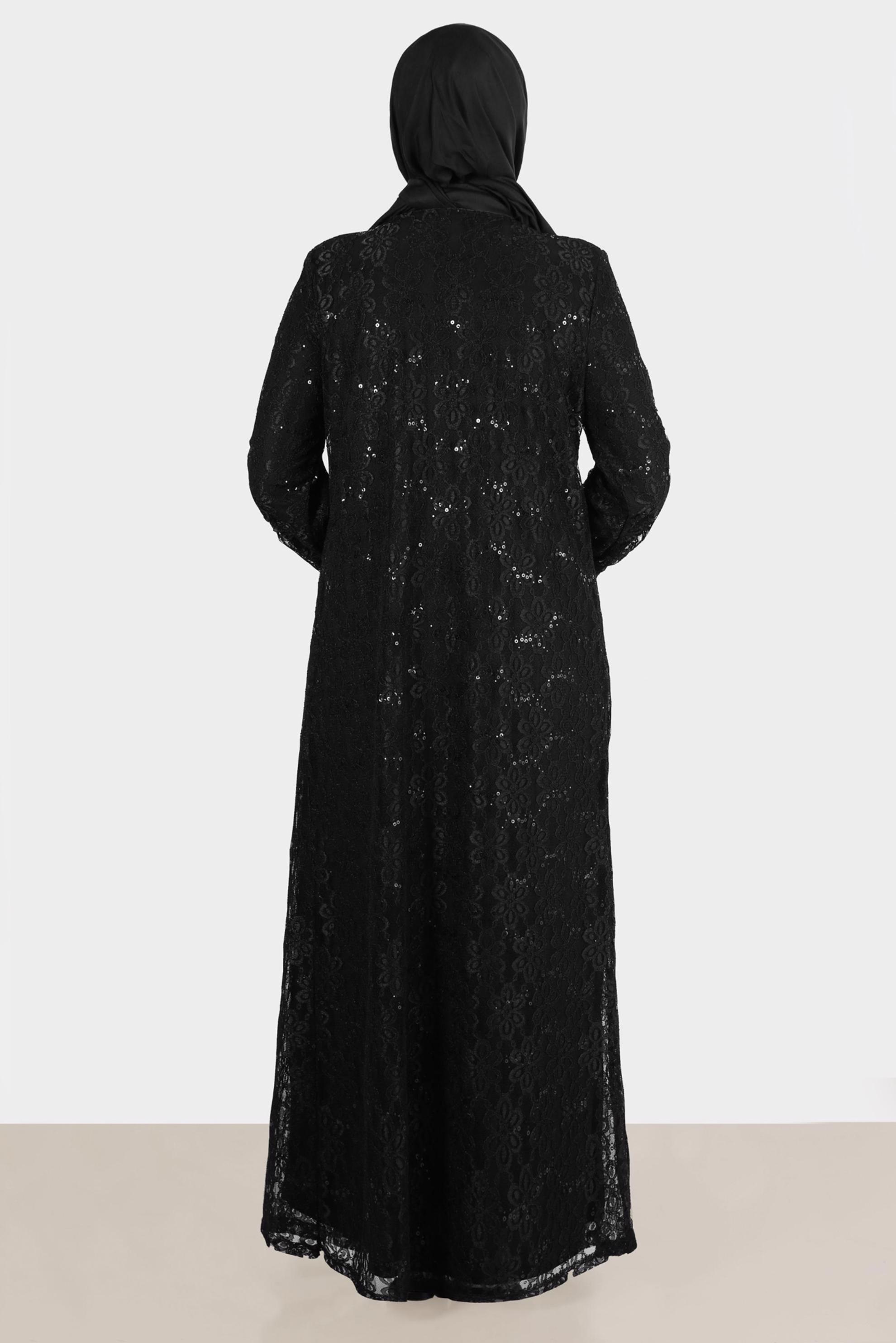 Vêtements hijab NOIR ROBE EN DENTELLE AVEC SEQUINS 20231