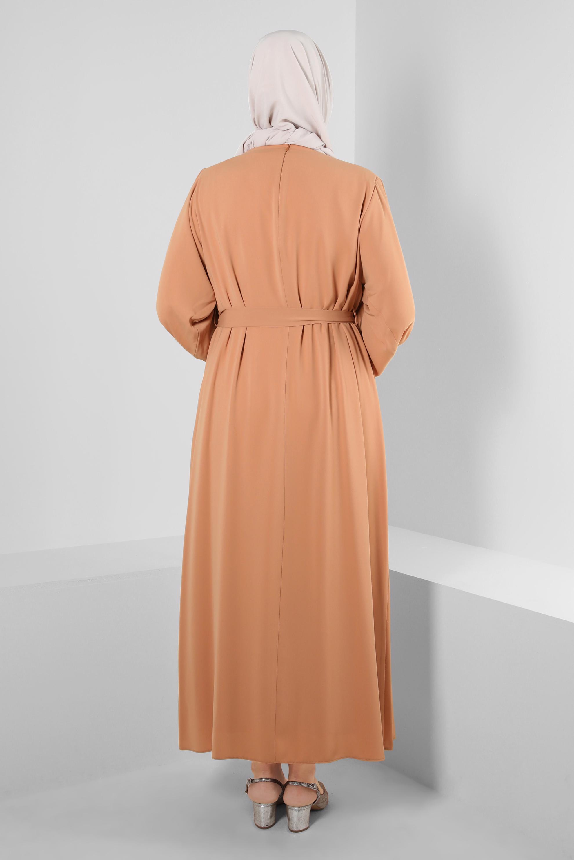 Hijab clothing PINK GEM EMBROIDERED BELTED DRESS 20357