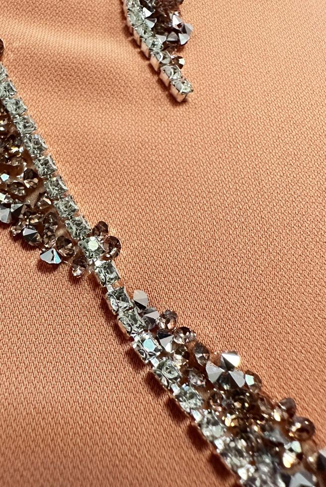 Tesettür giyim PEMBE TAŞ İŞLEMELİ KUŞAKLI ELBİSE 20357 - ALVİNA