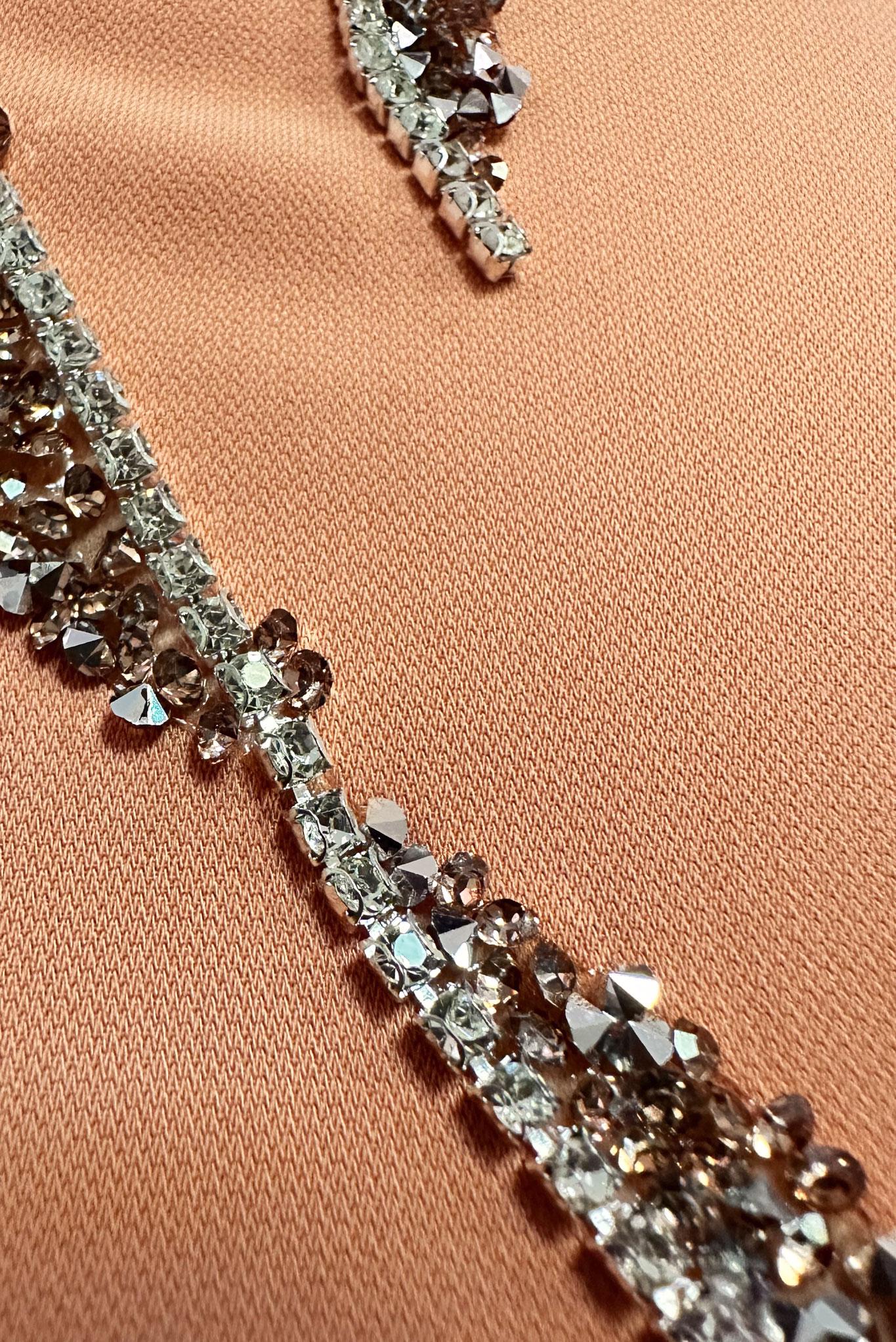 Hijab clothing PINK GEM EMBROIDERED BELTED DRESS 20357