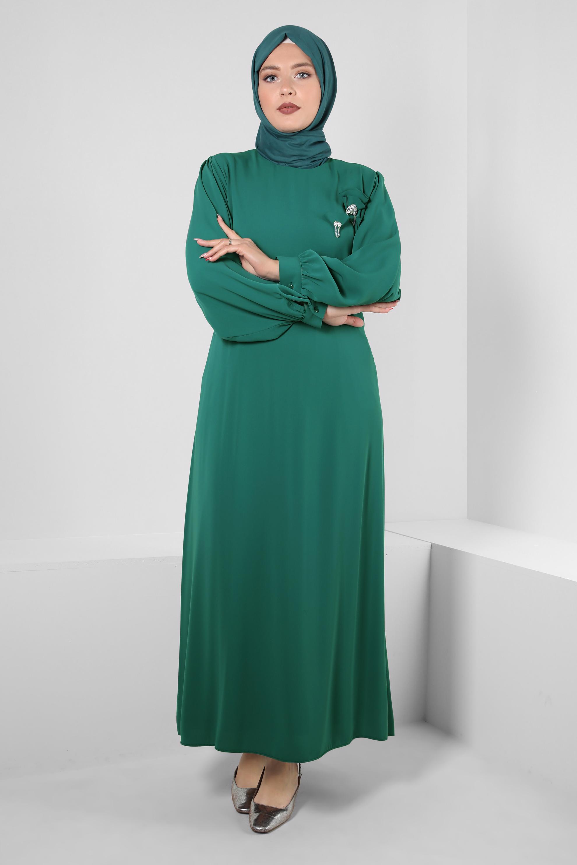 Vêtements hijab VERT DÉTAIL ACCESSOIRE ROBE CEINTURÉE 20361