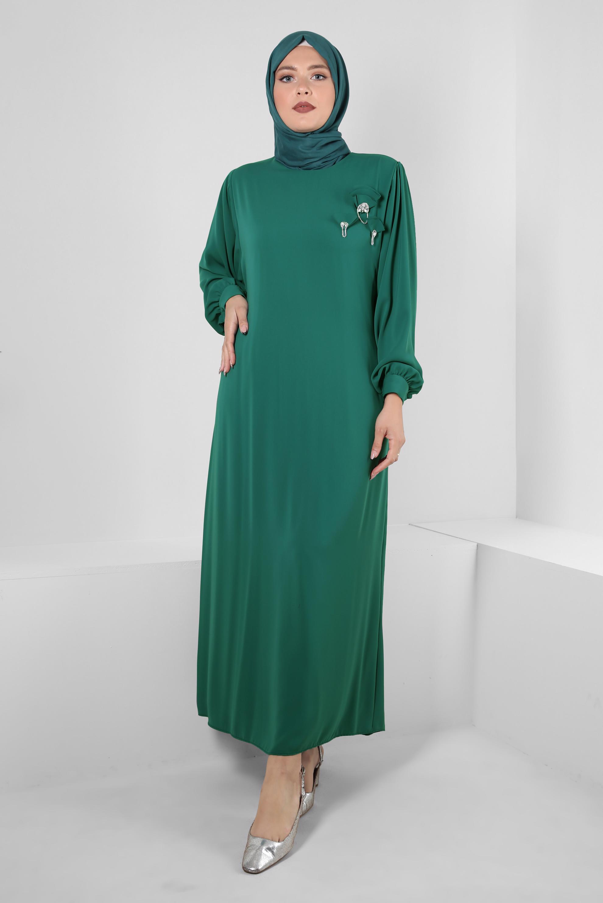 Vêtements hijab VERT DÉTAIL ACCESSOIRE ROBE CEINTURÉE 20361