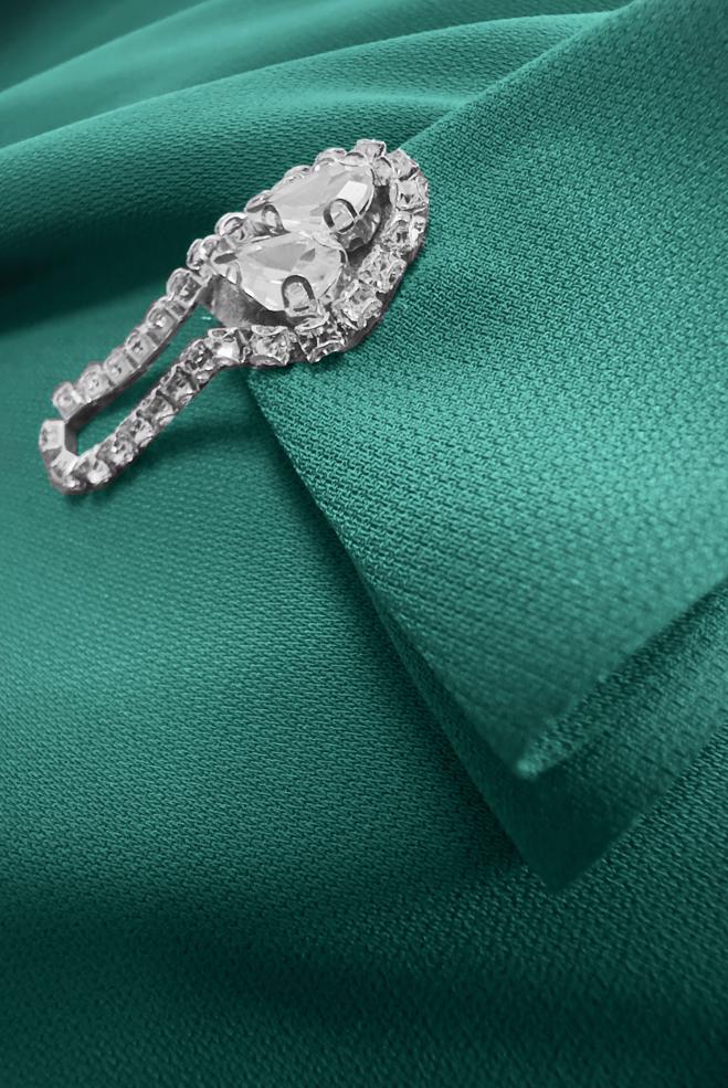 Tesettür giyim YEŞİL AKSESUAR DETAYLI KUŞAKLI ELBİSE 20361 - ALVİNA