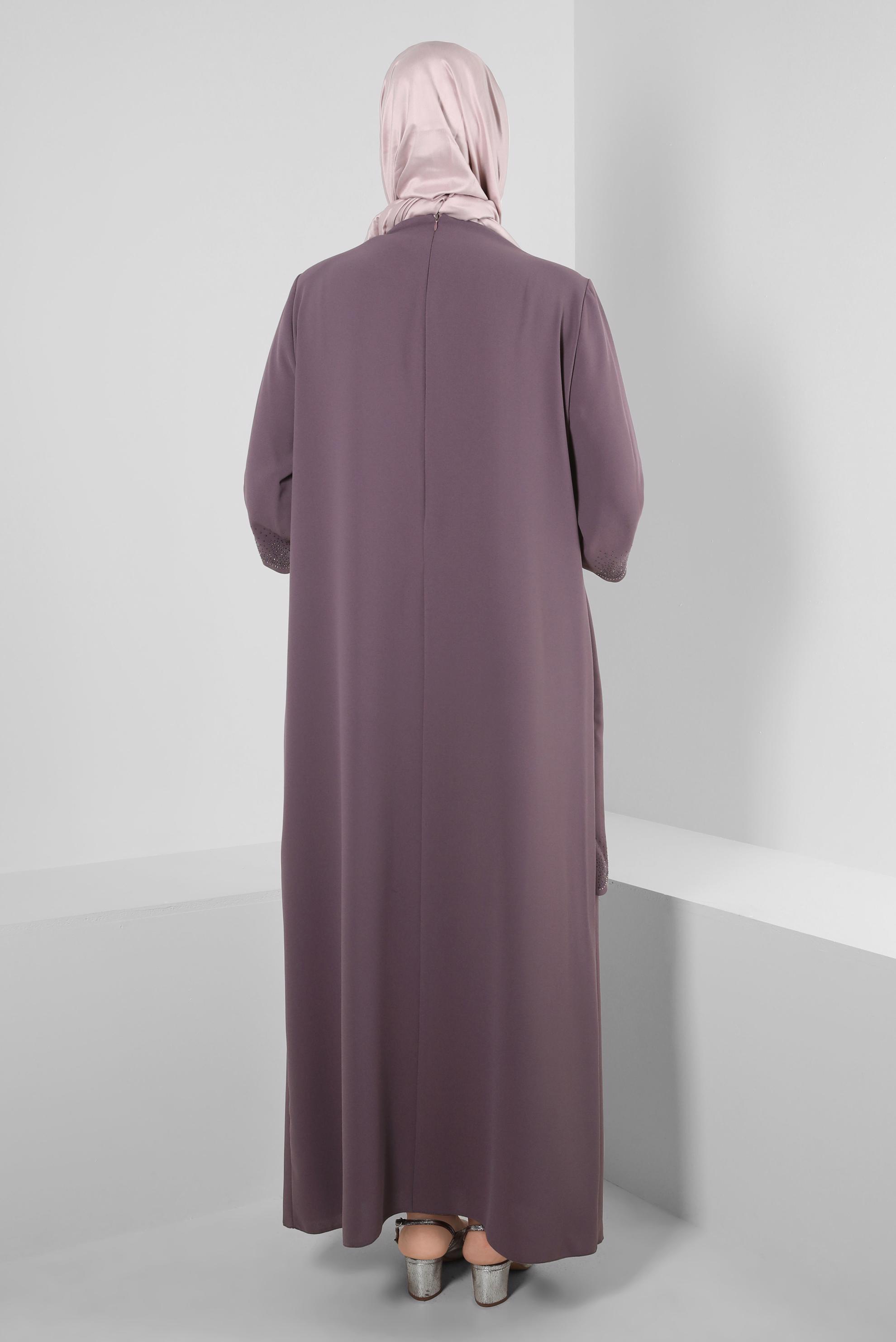 Hijab clothing PINK CHAIN DETAIL CREPE DRESS WITH GEM 20381