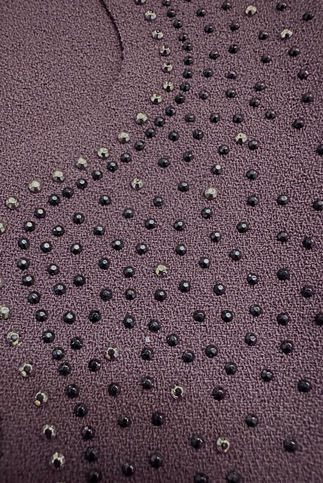 Tesettür giyim PEMBE ZİNCİR DETAYLI TAŞLI KREP ELBİSE 20381 - ALVİNA