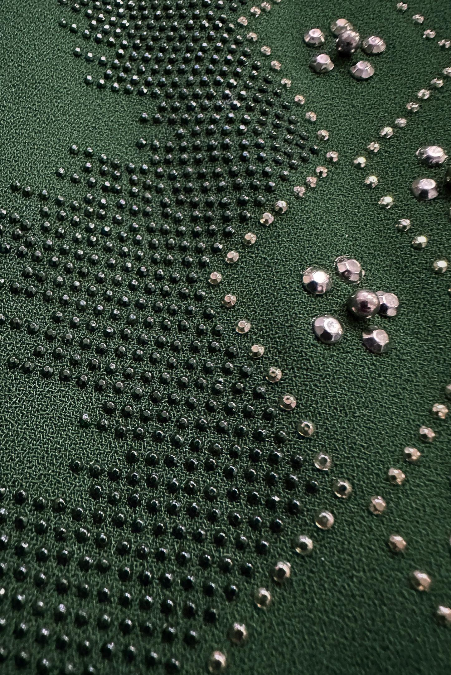 Hijab clothing GREEN CREW-NECK CREPE DRESS WITH GEM 20383