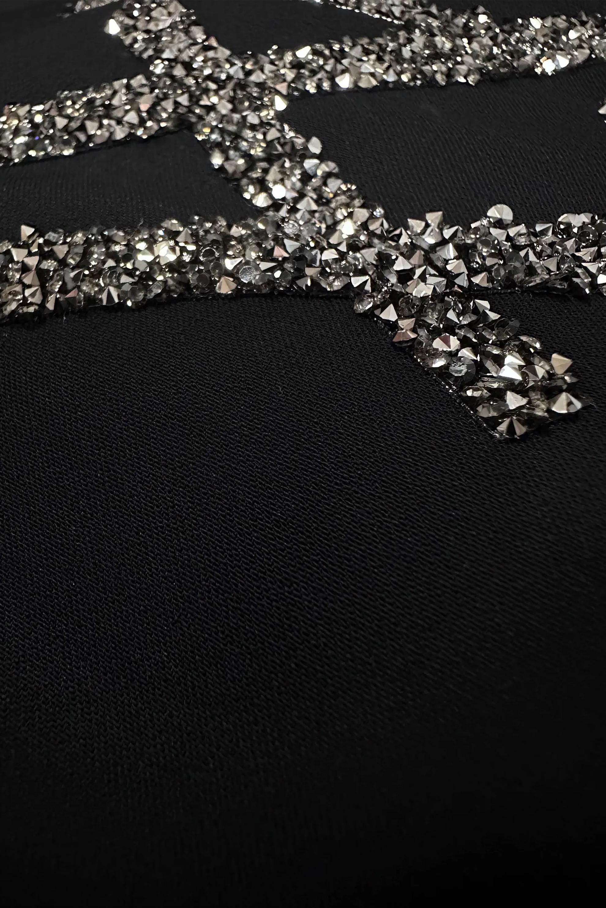 Tesettür giyim SİYAH TAŞ İŞLEMELİ DÜZ KESİM ELBİSE 43520