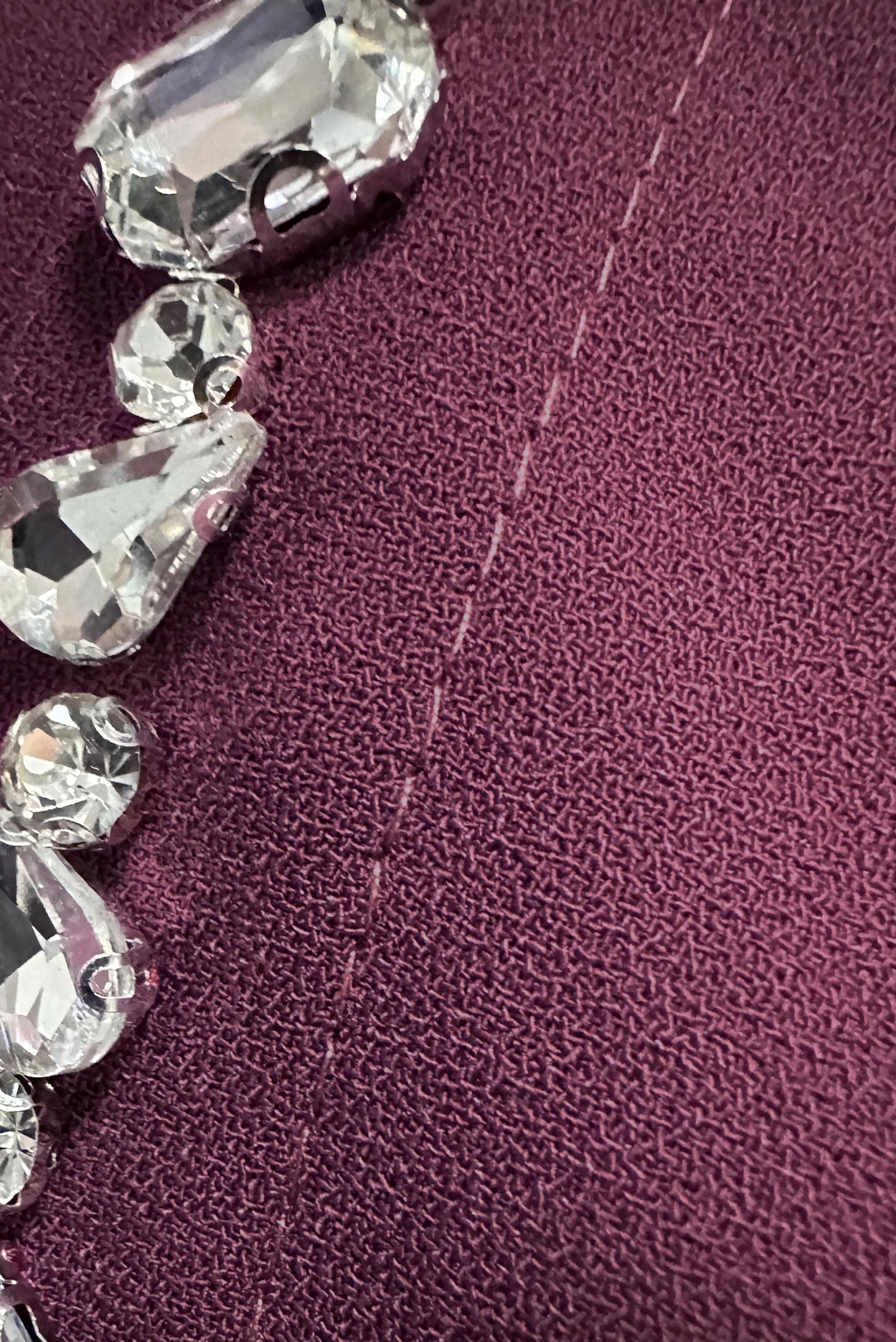 Tesettür giyim PEMBE DİK YAKA TAŞ DETAYLI ELBİSE 43542