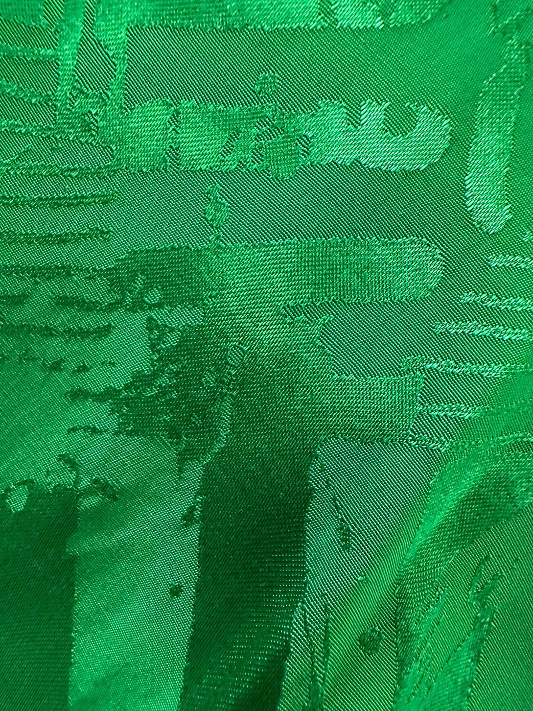 Tesettür giyim YEŞİL KEMERLİ JAKAR SATEN ELBİSE 43615