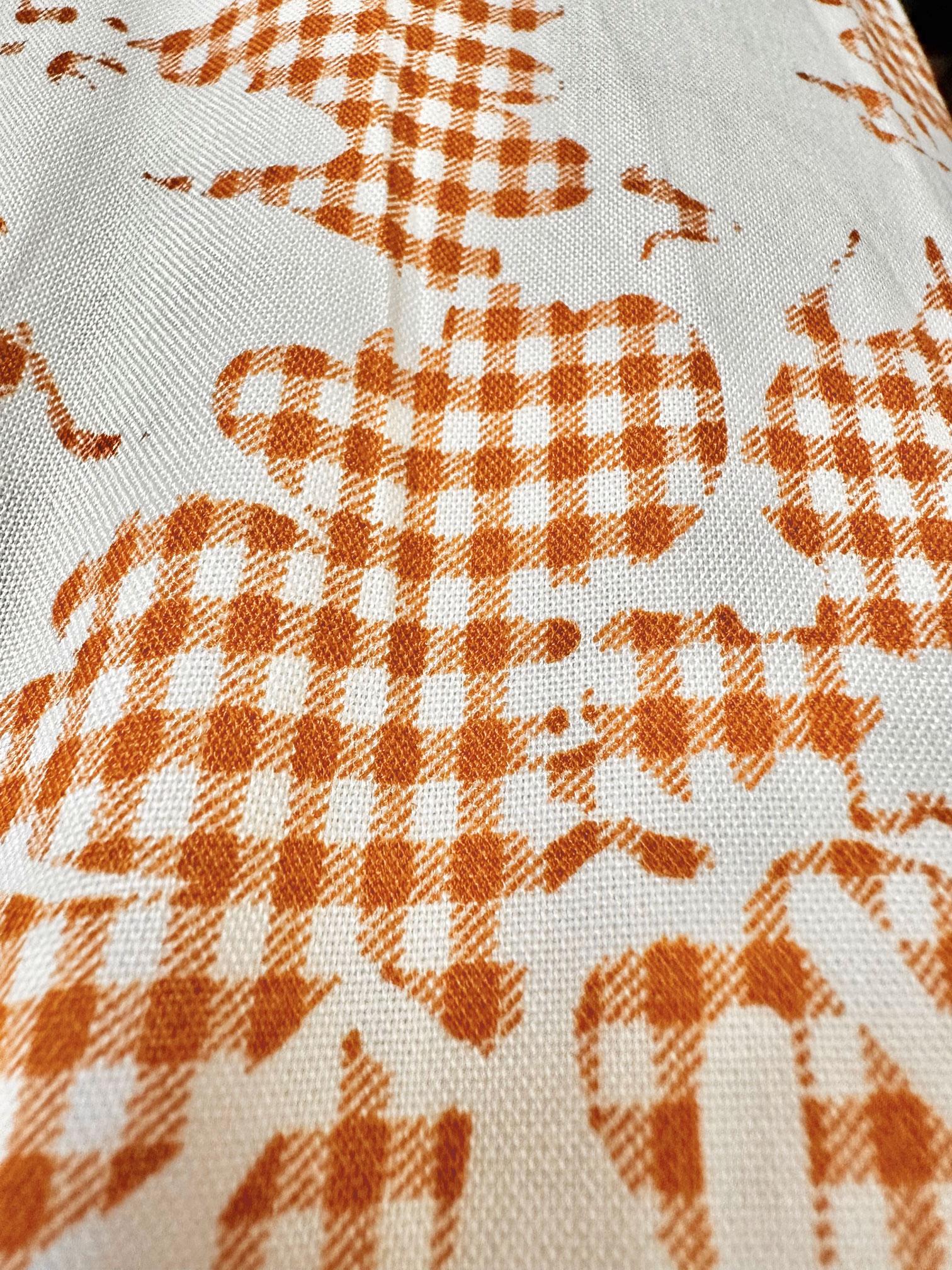 Tesettür giyim TURUNCU DESENLİ ŞERİT DETAYLI KUŞAKLI ELBİSE 43630