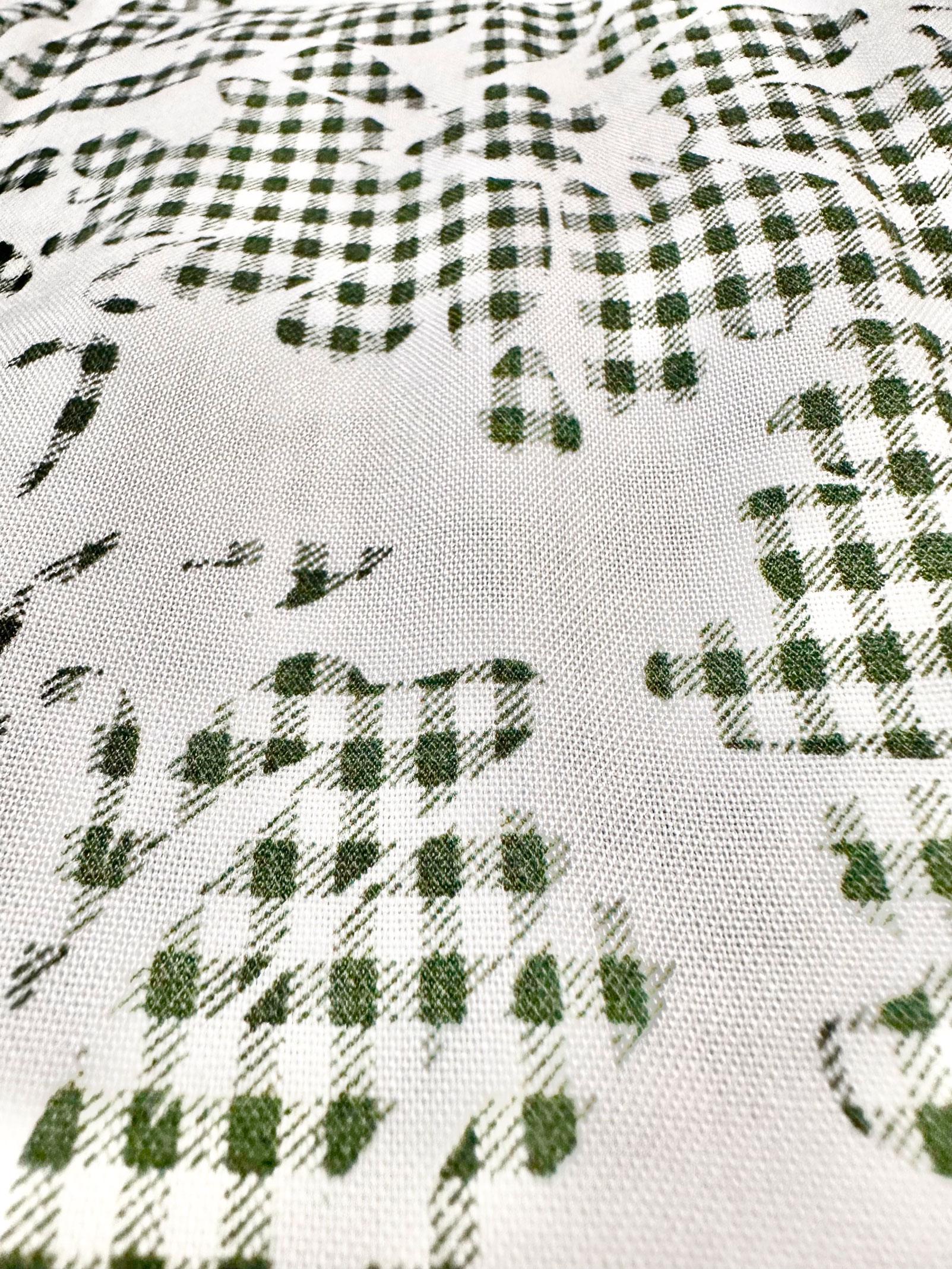 Tesettür giyim HAKİ DESENLİ ŞERİT DETAYLI KUŞAKLI ELBİSE 43630