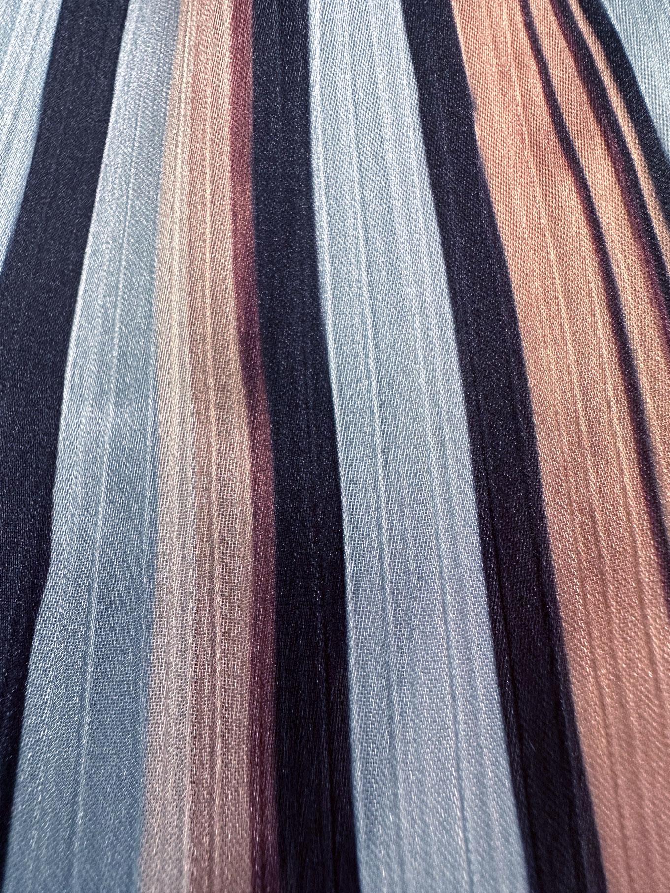 Tesettür giyim MAVİ ÇİZGİLİ MANŞETLERİ LASTİKLİ ELBİSE 43687