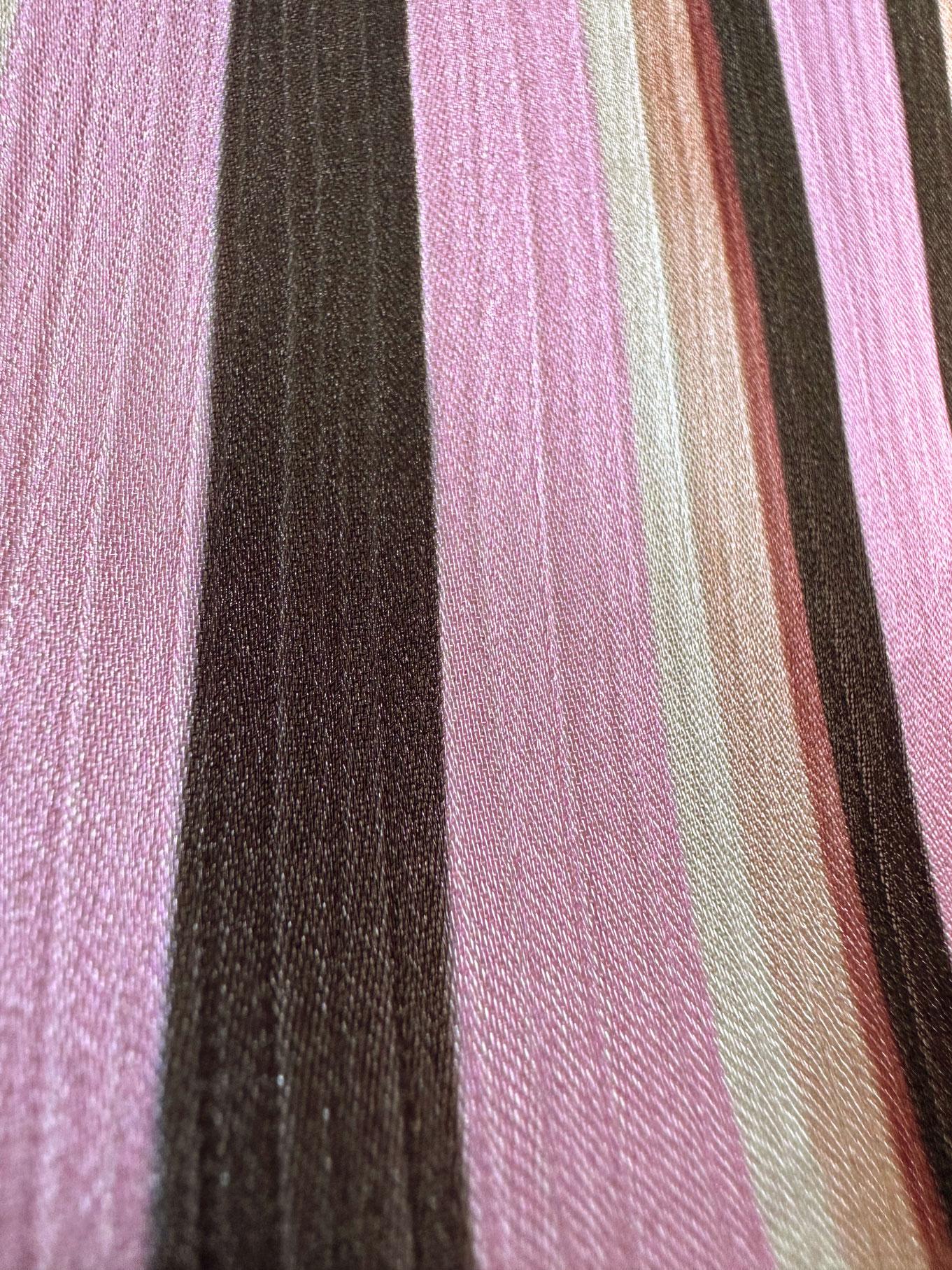 Tesettür giyim PEMBE ÇİZGİLİ MANŞETLERİ LASTİKLİ ELBİSE 43687