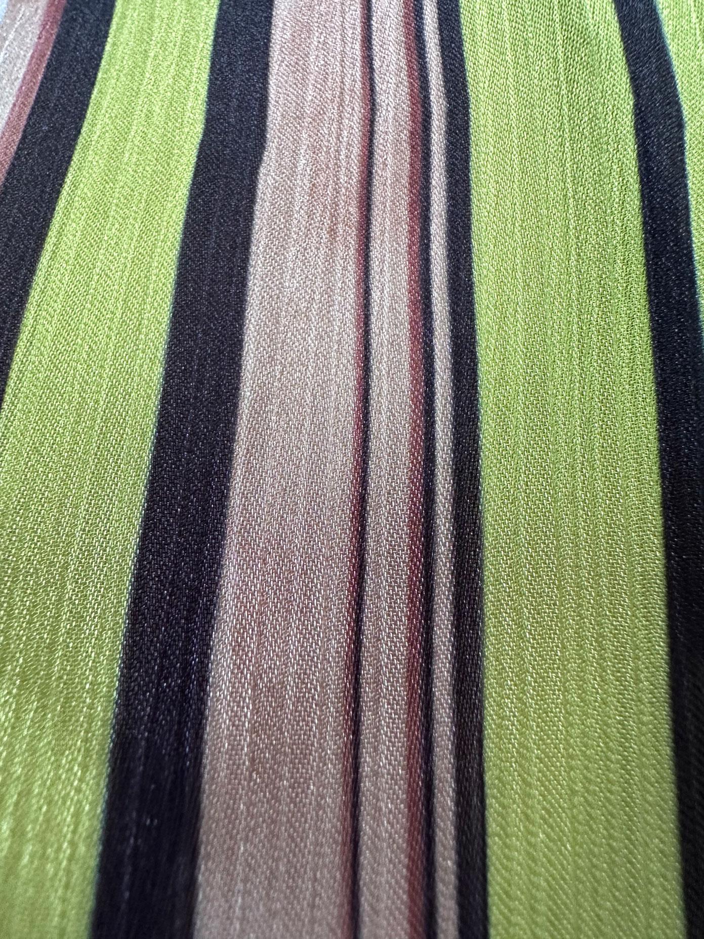 Tesettür giyim YEŞİL ÇİZGİLİ MANŞETLERİ LASTİKLİ ELBİSE 43687