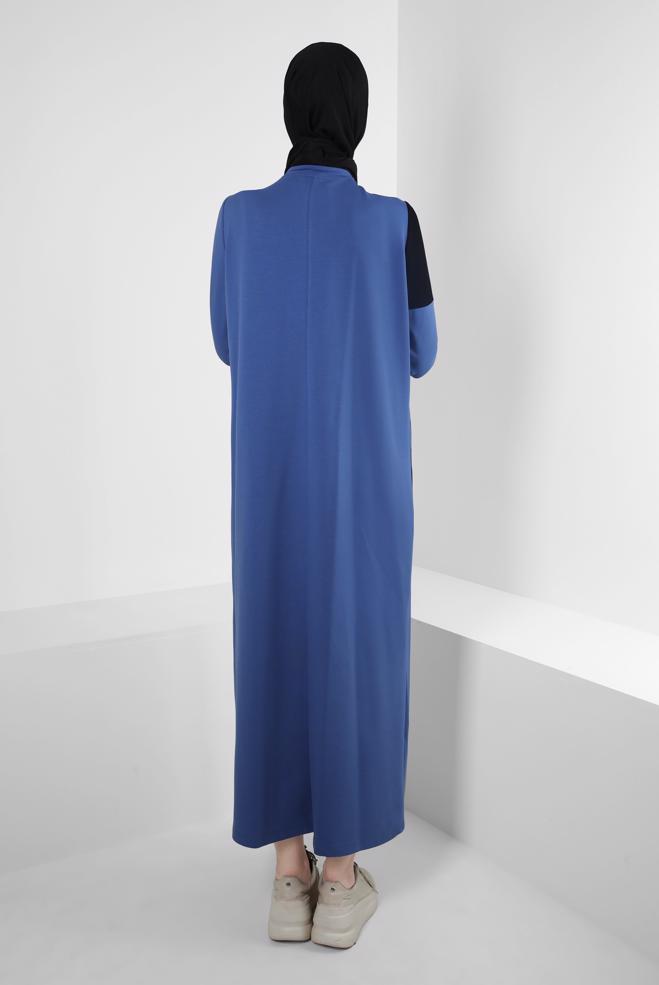 Hijab-Kleidung BLAU GEMUSTERTES TRAININGSANZUG KLEID 43724 - ALVİNA
