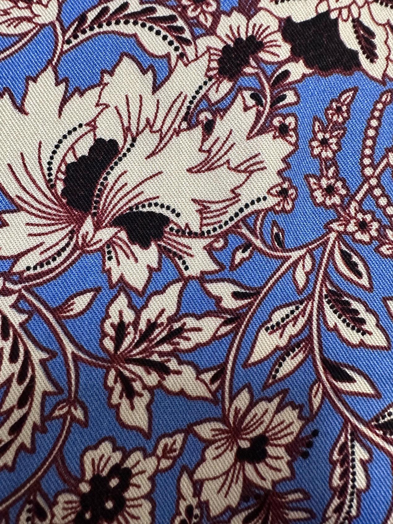 Tesettür giyim MAVİ DESENLİ YAKASI BAĞLAMALI ELBİSE 43748