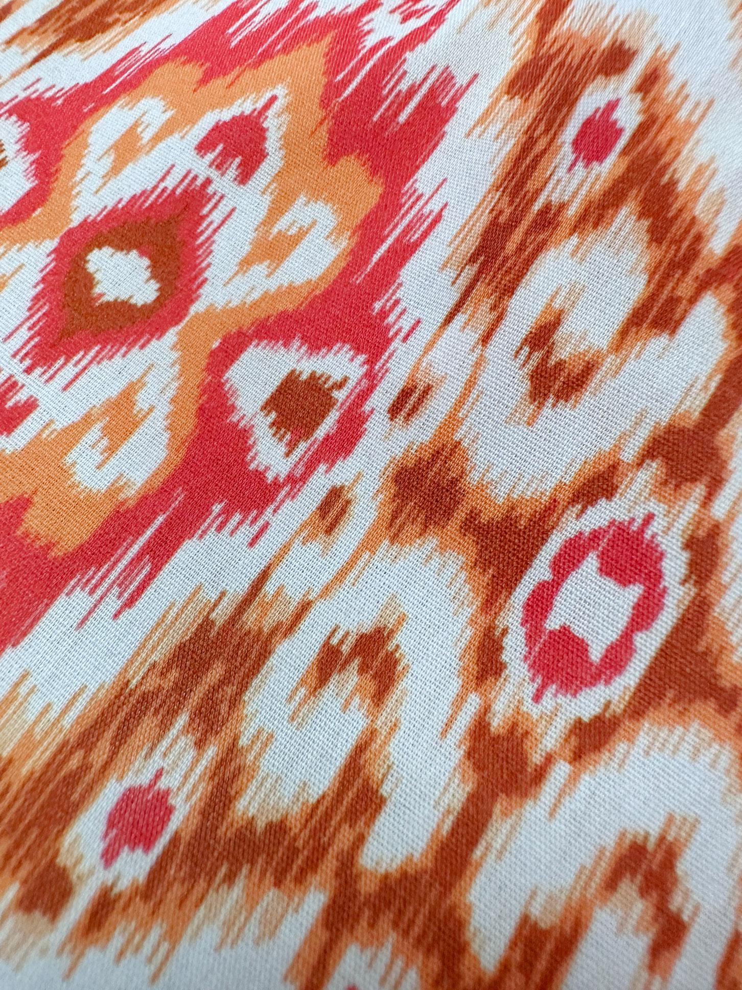 Tesettür giyim TURUNCU ETNİK DESENLİ KUŞAKLI DÜĞMELİ ELBİSE 43749