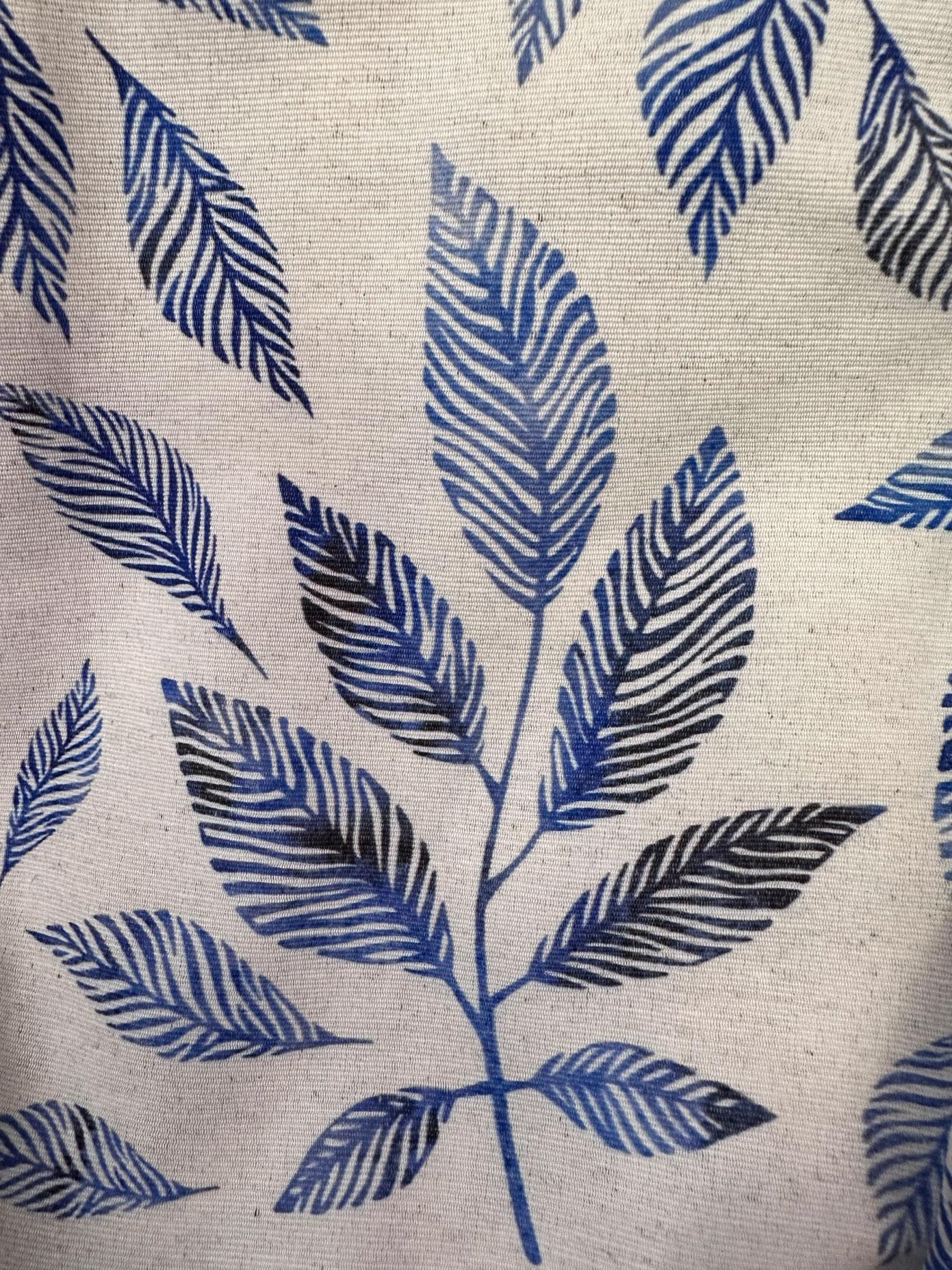 Tesettür giyim LACİVERT YAPRAK DESENLİ DÜĞMELİ KEMERLİ ELBİSE 43750