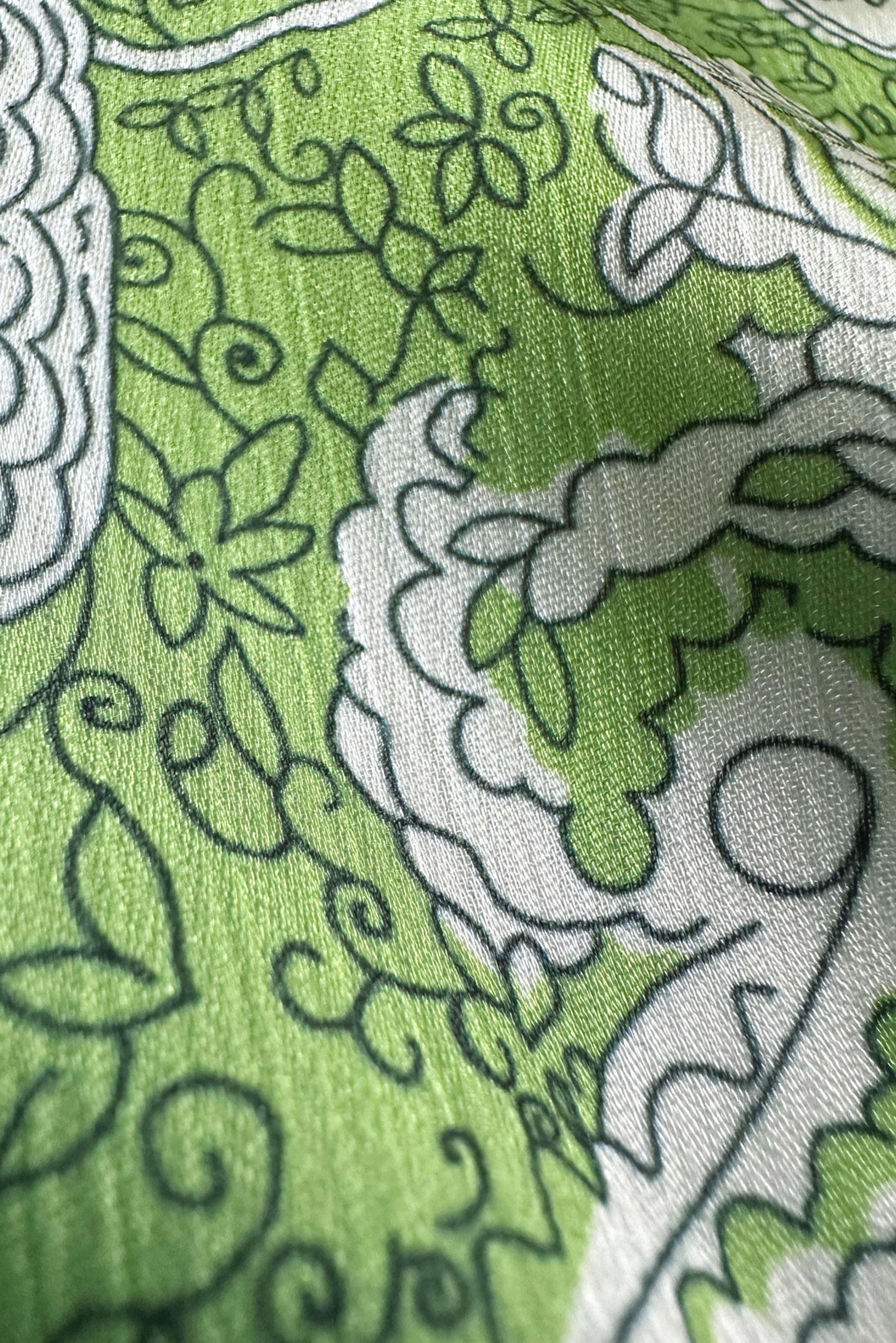 Tesettür giyim YEŞİL ETNİK DESENLİ KUŞAKLI ELBİSE 43753	