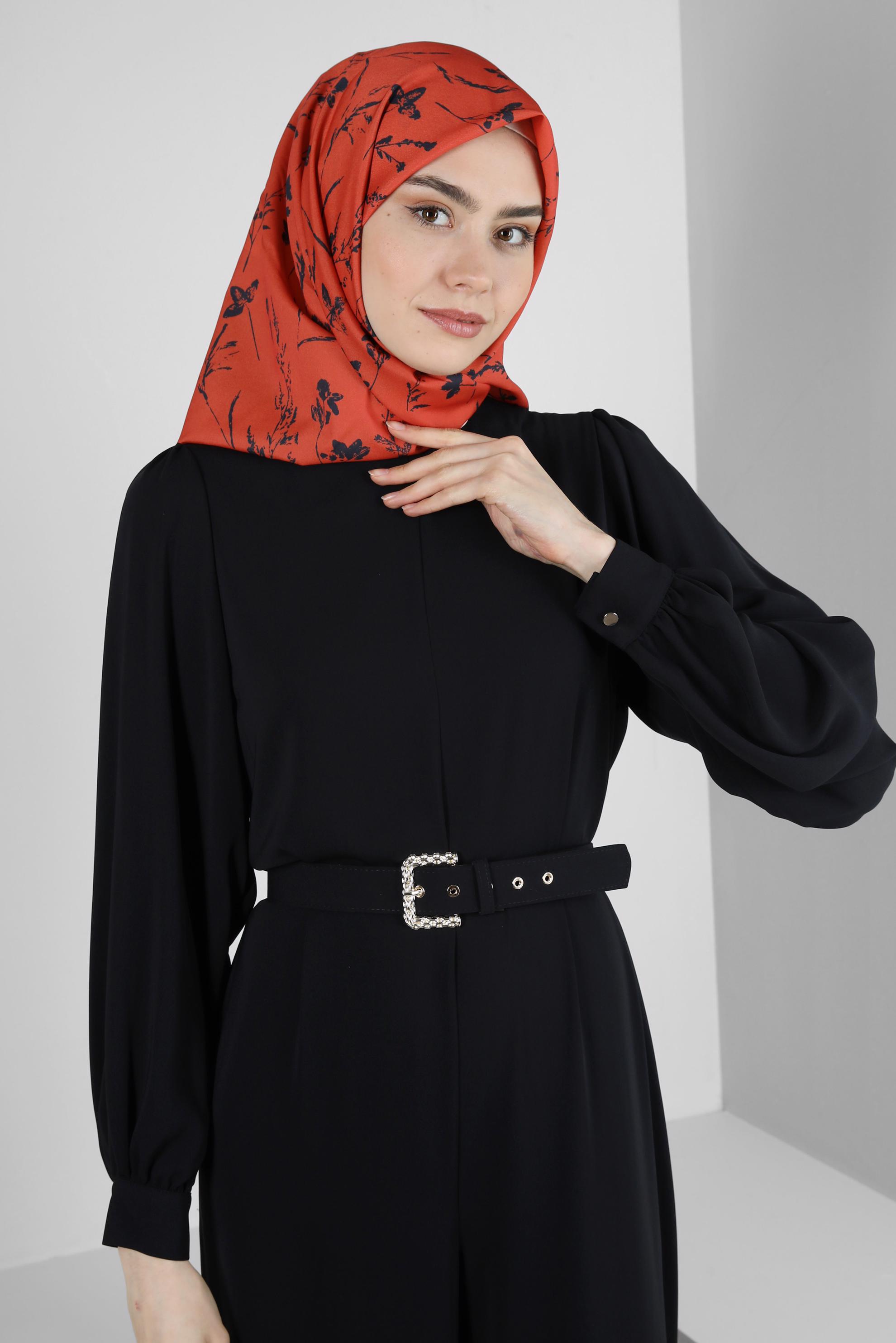 Tesettür giyim SİYAH GENİŞ PAÇA KEMERLİ TULUM 43767