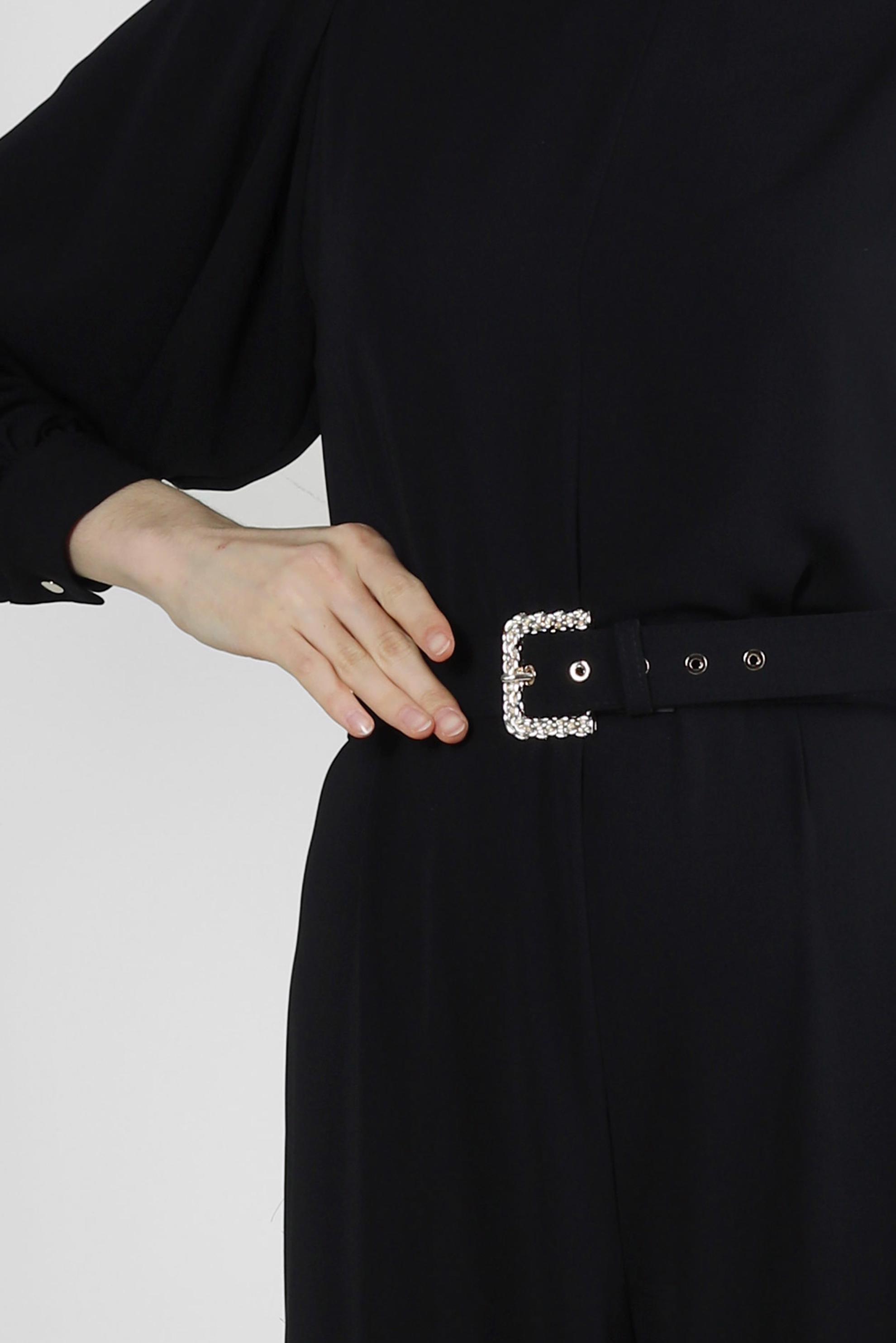 Tesettür giyim SİYAH GENİŞ PAÇA KEMERLİ TULUM 43767