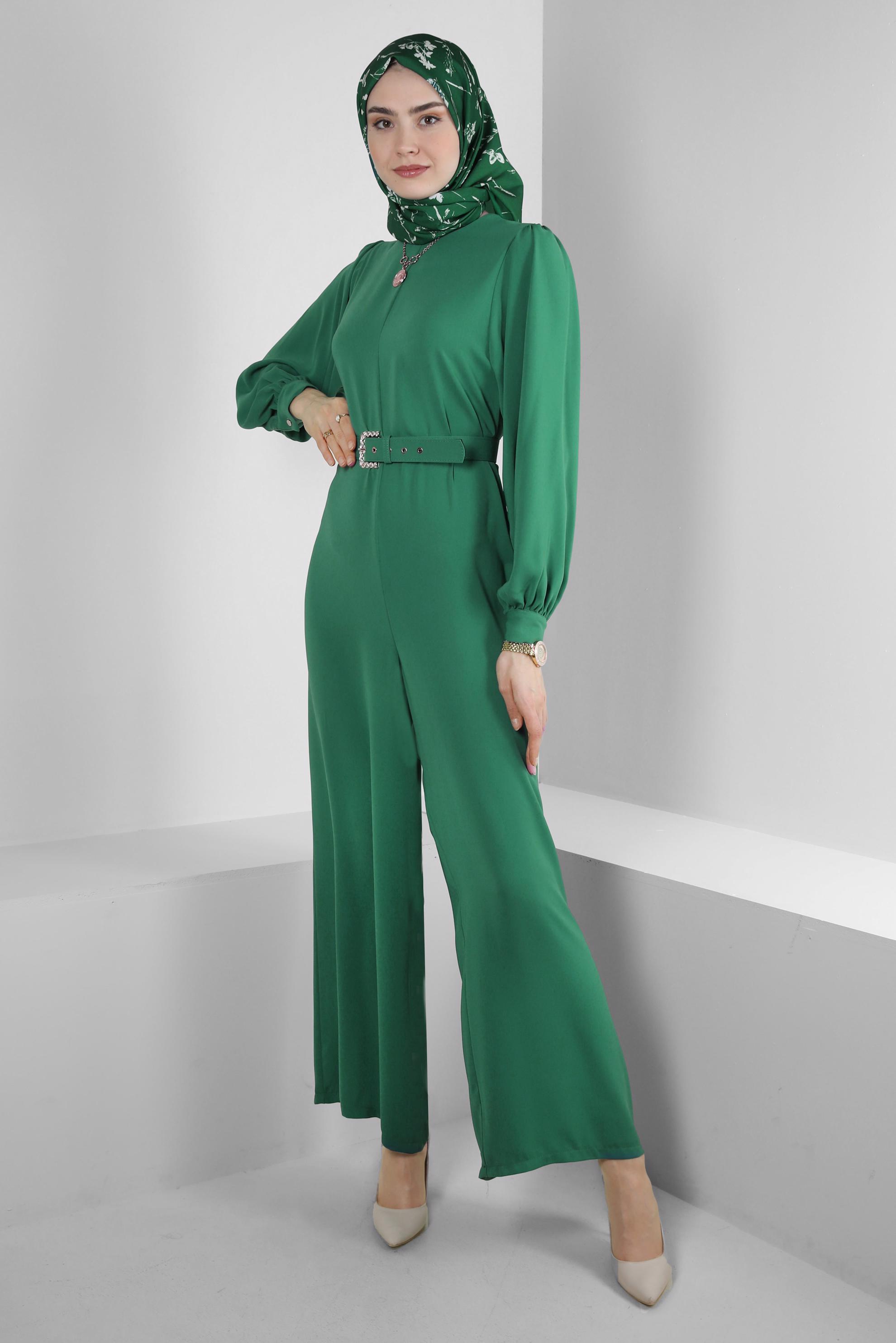 Vêtements hijab VERT SALOPETTE LARGE AVEC CEINTURE 43767