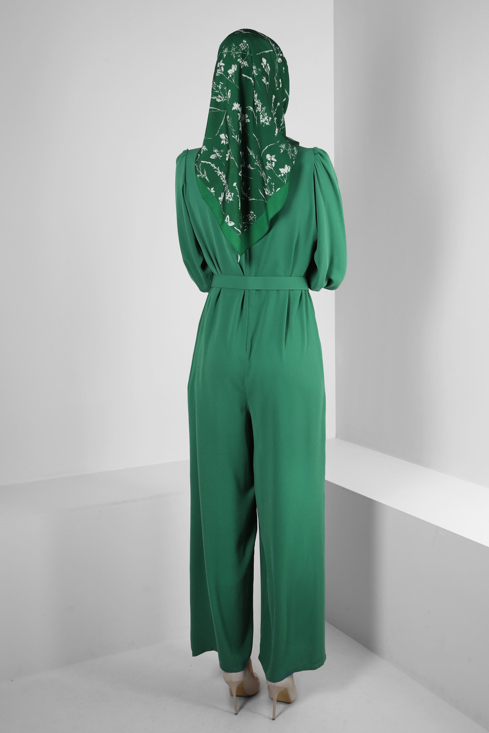 Vêtements hijab VERT SALOPETTE LARGE AVEC CEINTURE 43767