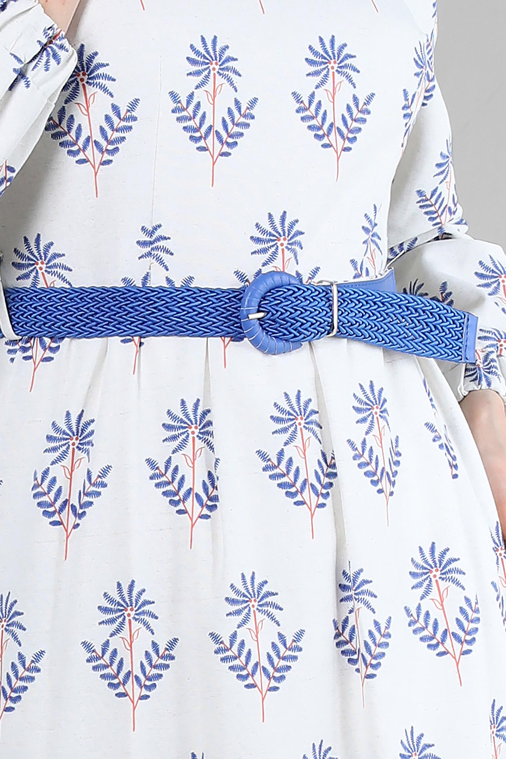 Tesettür giyim LACİVERT ÇİÇEK DESENLİ KEMERLİ ELBİSE 43768