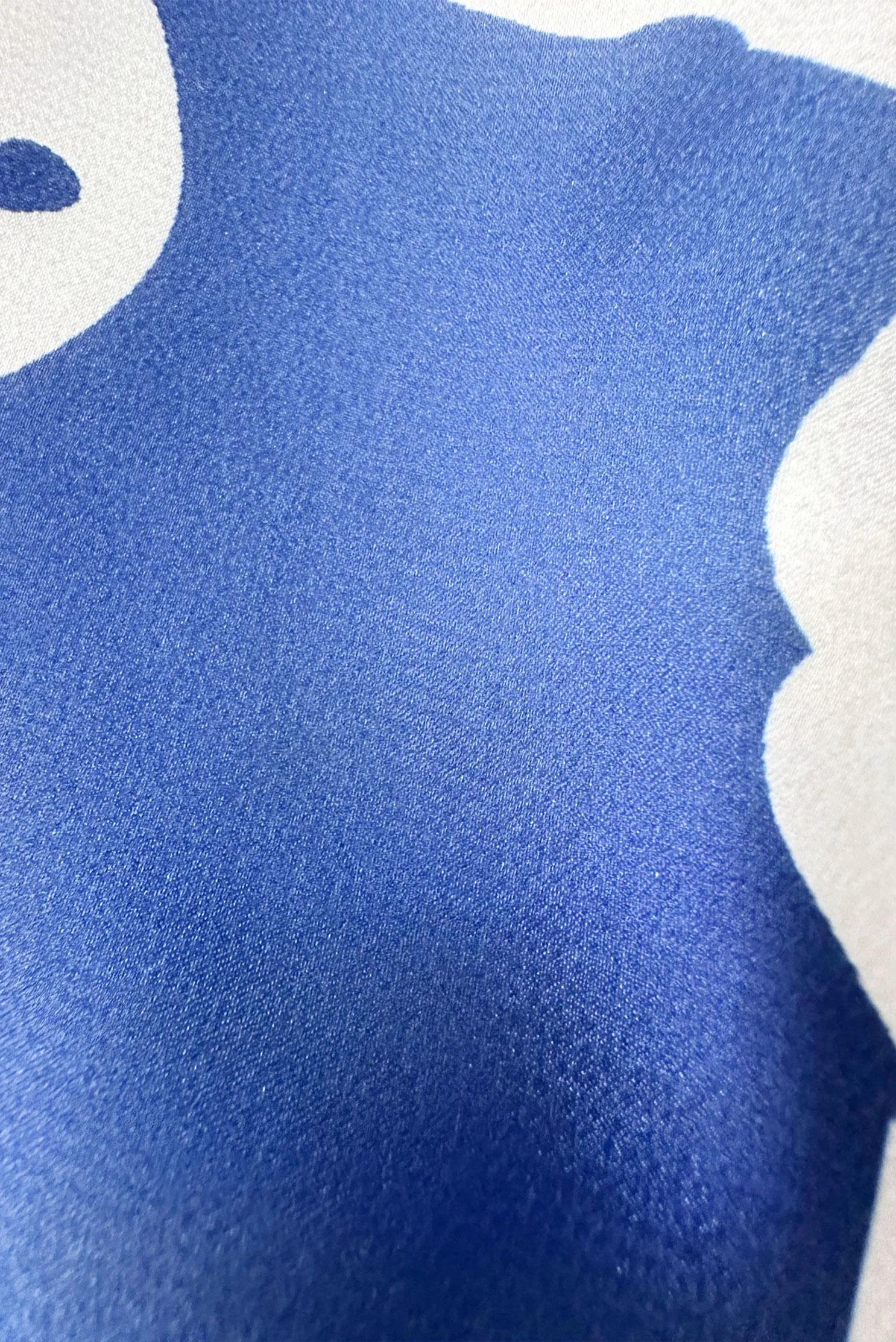 Tesettür giyim LACİVERT ÇİÇEK DESENLİ YAKASI BAĞLAMALI SATEN ELBİSE 43769