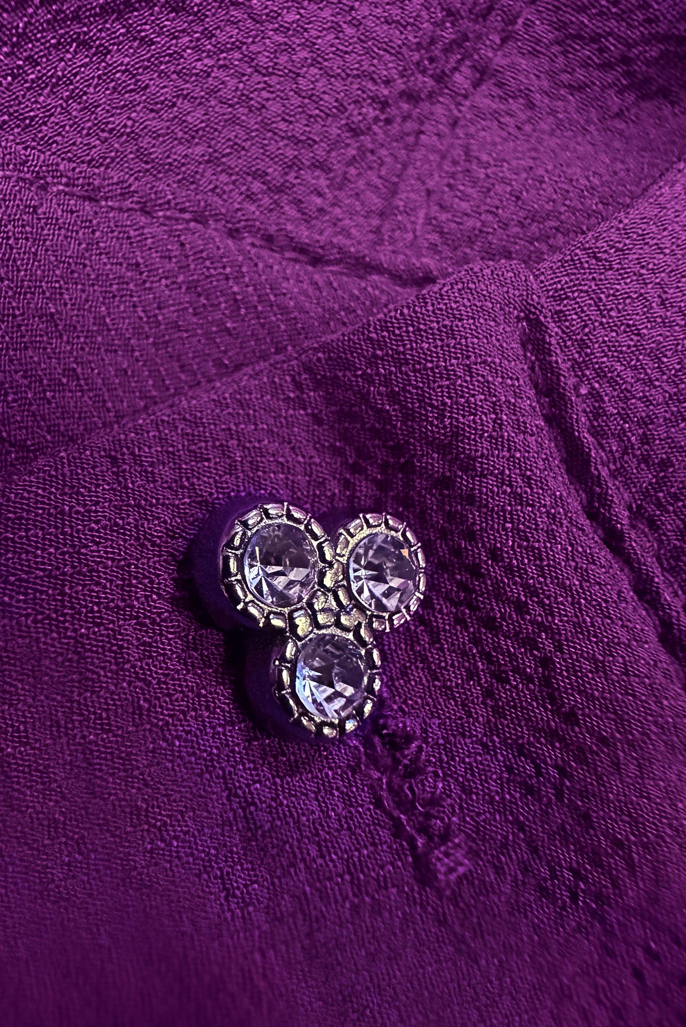 Tesettür giyim MOR YAKASI DÜĞMELİ KUŞAKLI ELBİSE 43862