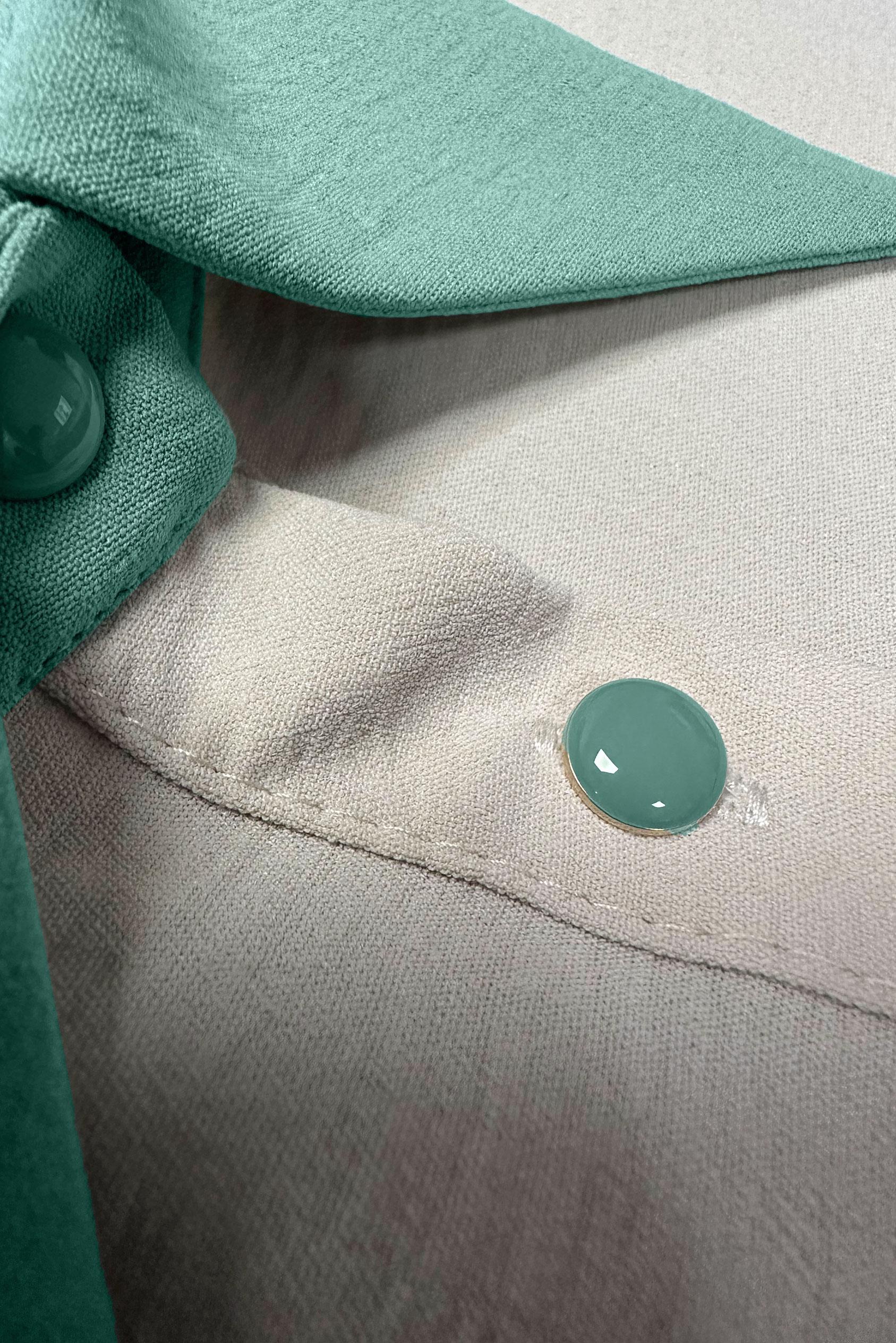 Tesettür giyim YEŞİL YANI BAĞLAMA DETAYLI İKİ RENKLİ ELBİSE 43936