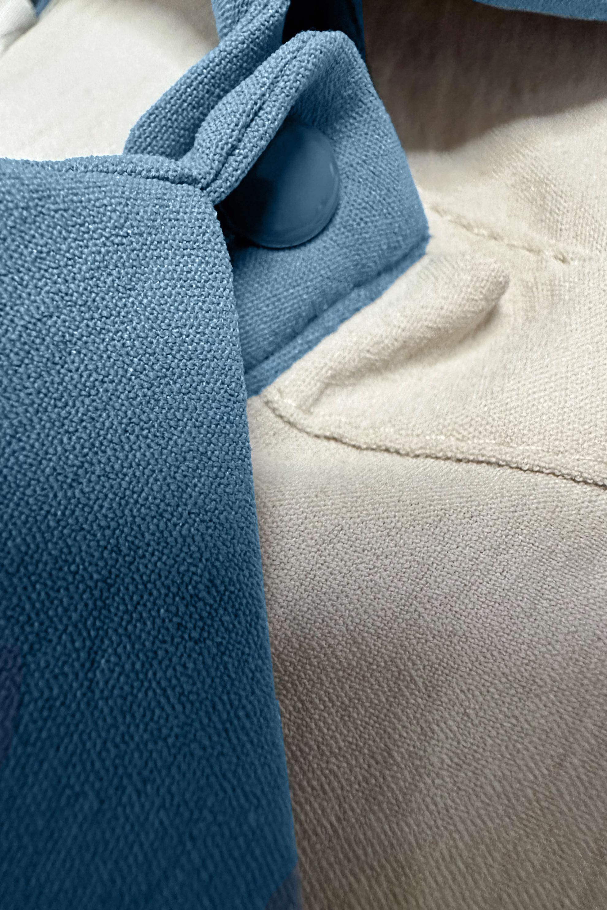 Tesettür giyim MAVİ YANI BAĞLAMA DETAYLI İKİ RENKLİ ELBİSE 43936