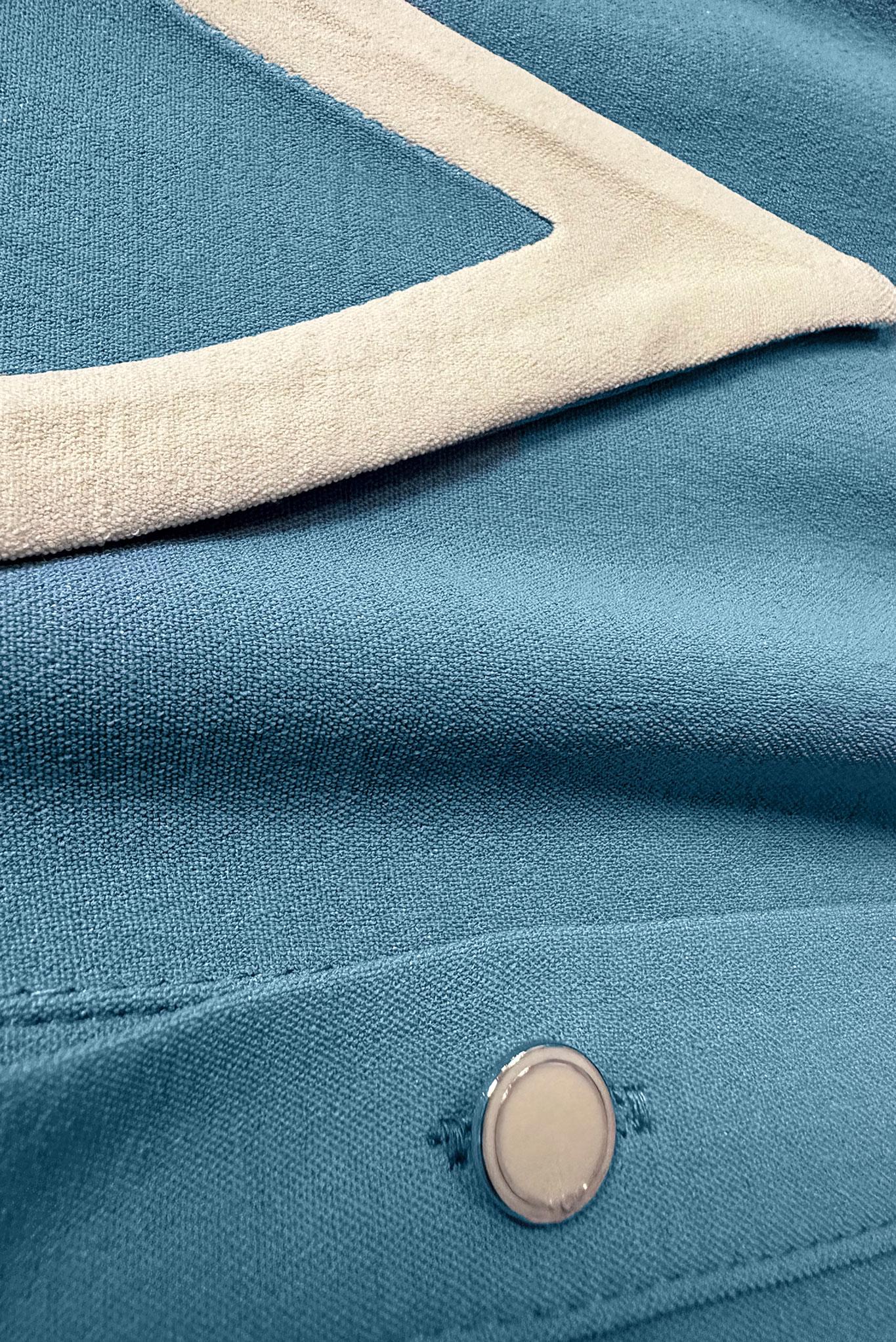 Tesettür giyim MAVİ YAKA DETAYLI DÜĞMELİ KEMERLİ ELBİSE 43937