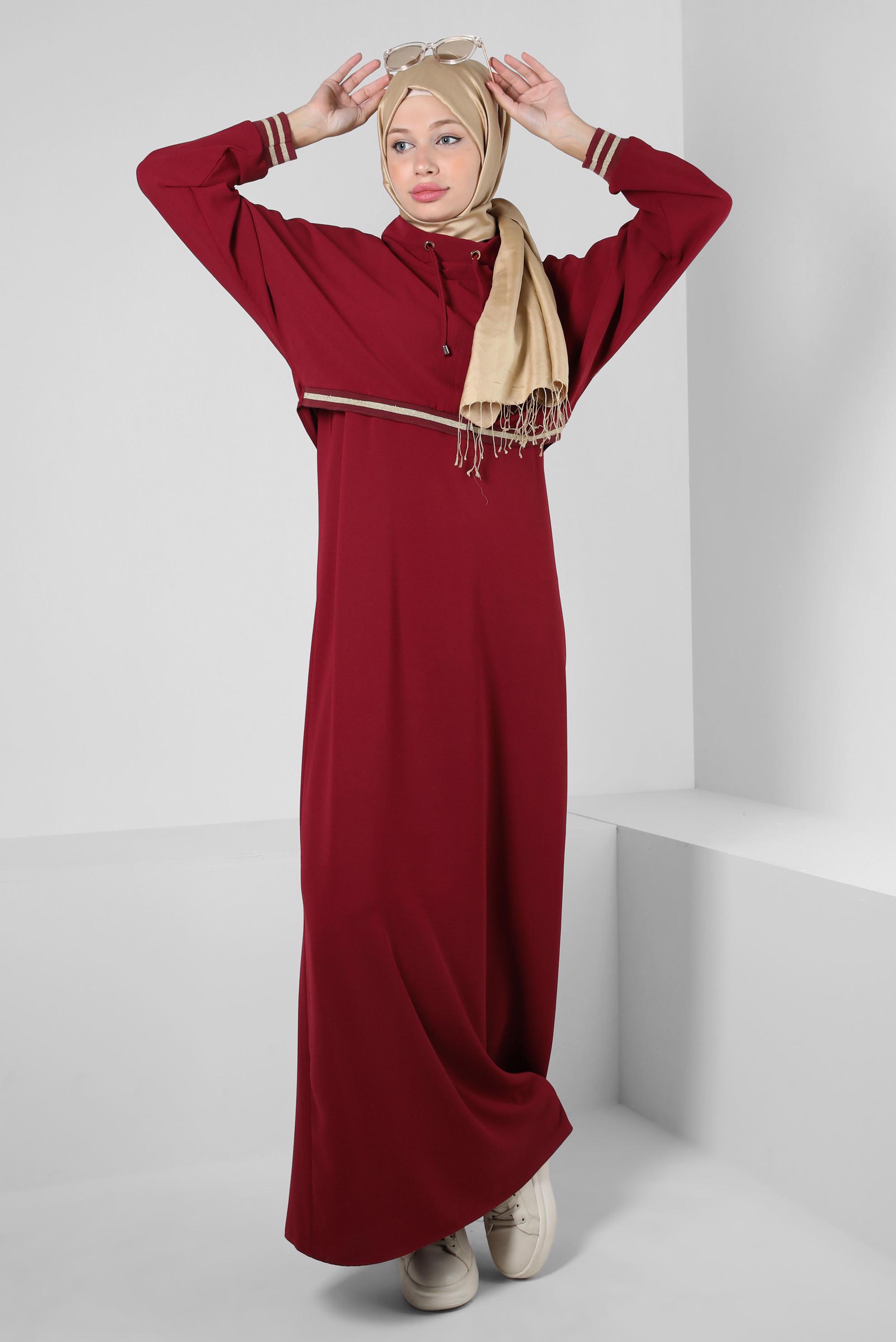 Tesettür giyim BORDO İKİLİ ELBİSELİ TAKIM 43938