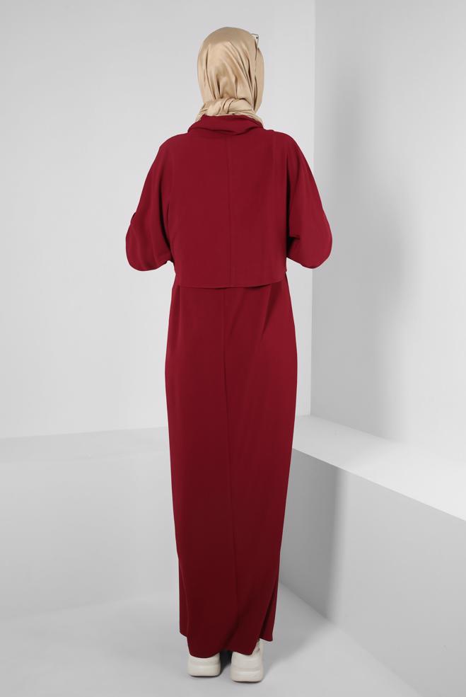 Hijab clothing CLARET RED DRESS SUIT 43938 - ALVİNA