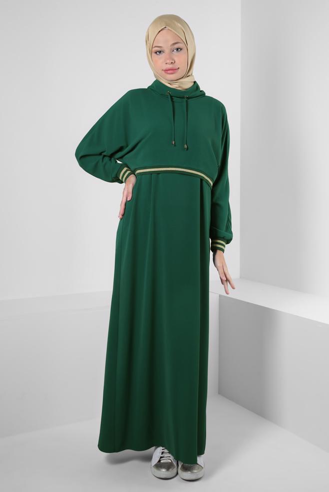 Hijab clothing GREEN DRESS SUIT 43938 - ALVİNA