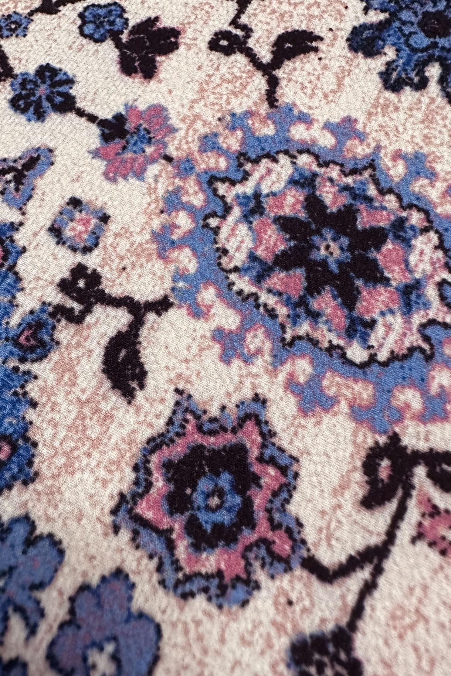 Tesettür giyim MAVİ ETNİK DESENLİ KUŞAKLI ELBİSE 43947