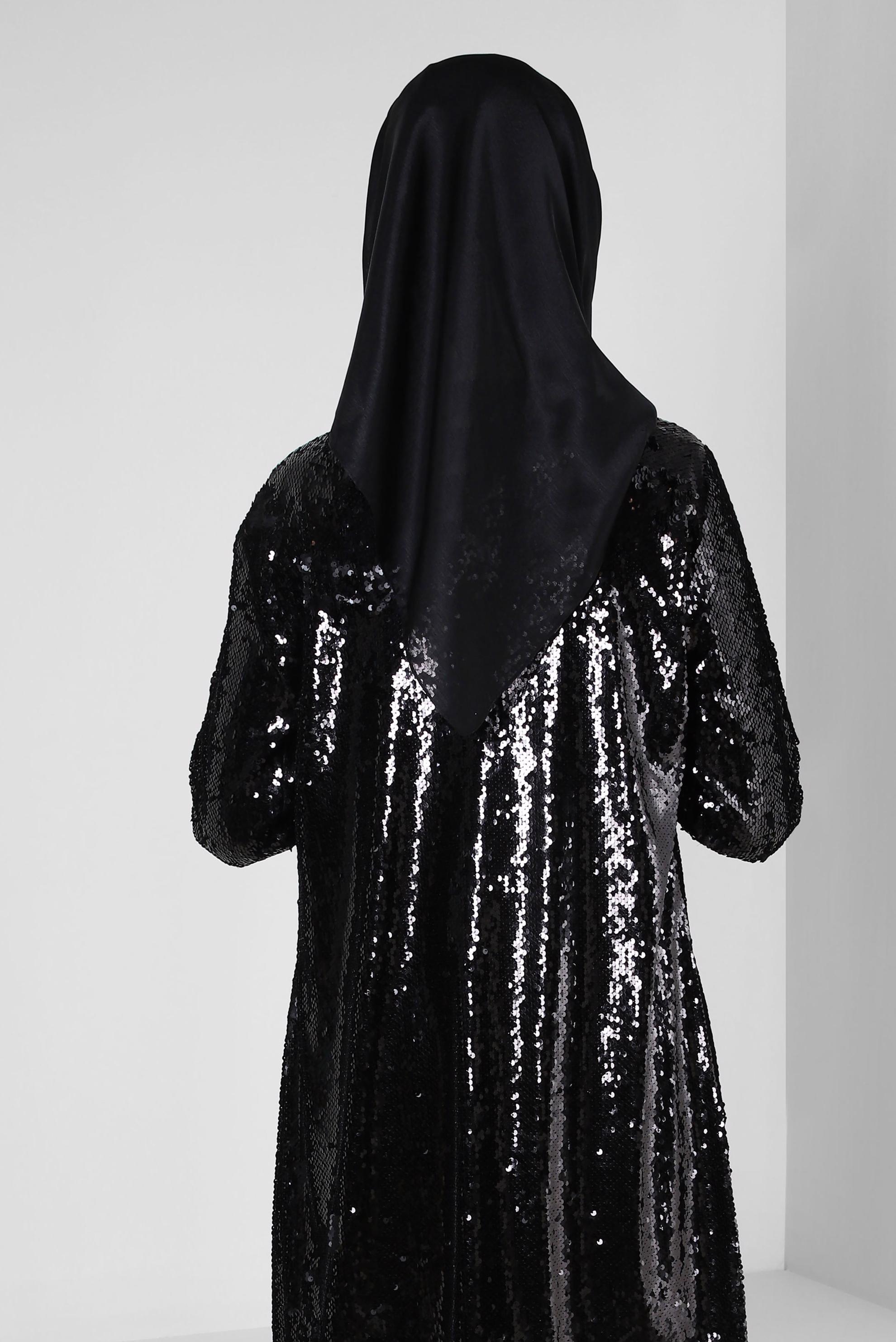 Tesettür giyim SİYAH ALVİNA JANJANLI EŞARP 8255