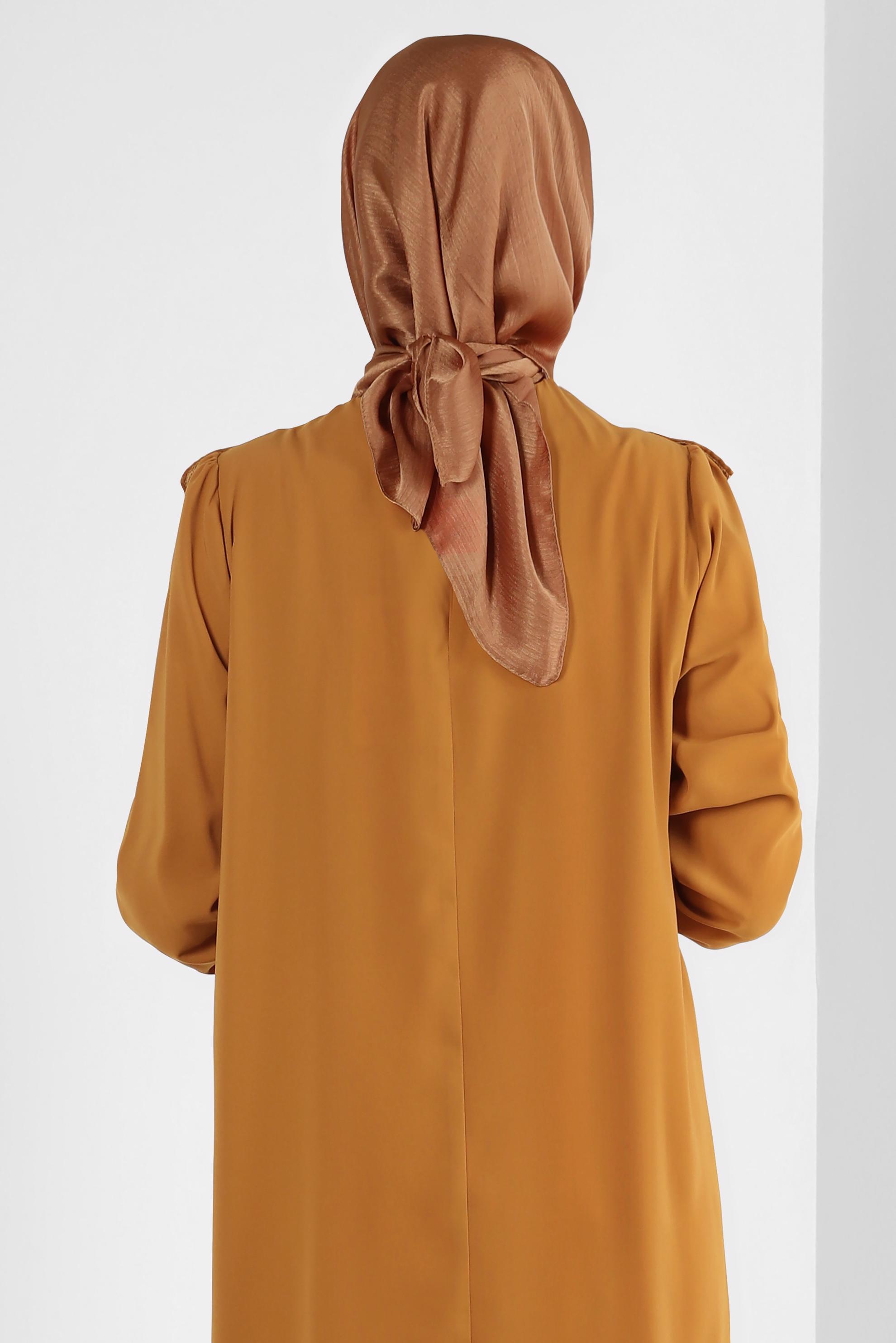 Tesettür giyim BAKIR / BRONZ ALVİNA JANJANLI EŞARP 8255