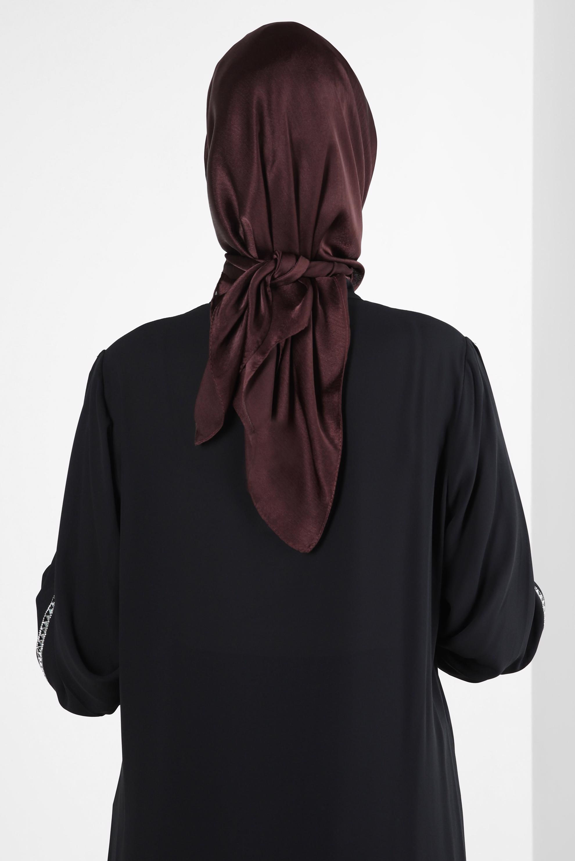 Tesettür giyim KAHVE ALVİNA JANJANLI EŞARP 8255