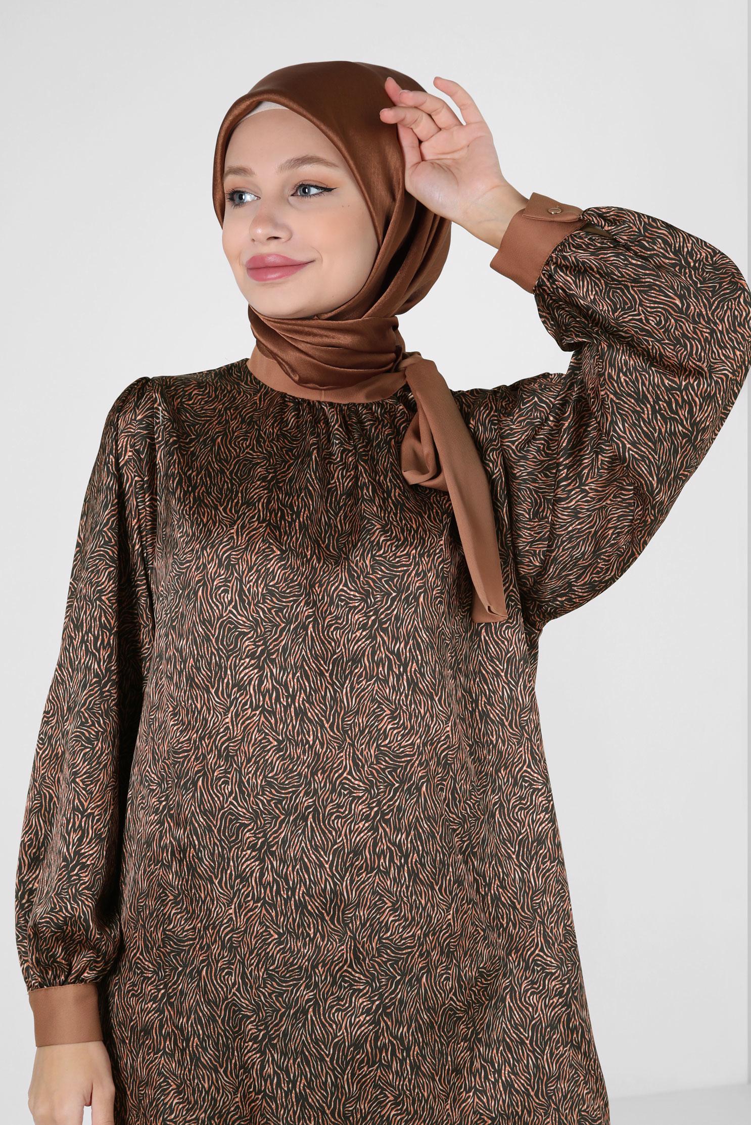 Tesettür giyim KAHVE ALVİNA JANJANLI EŞARP 8255