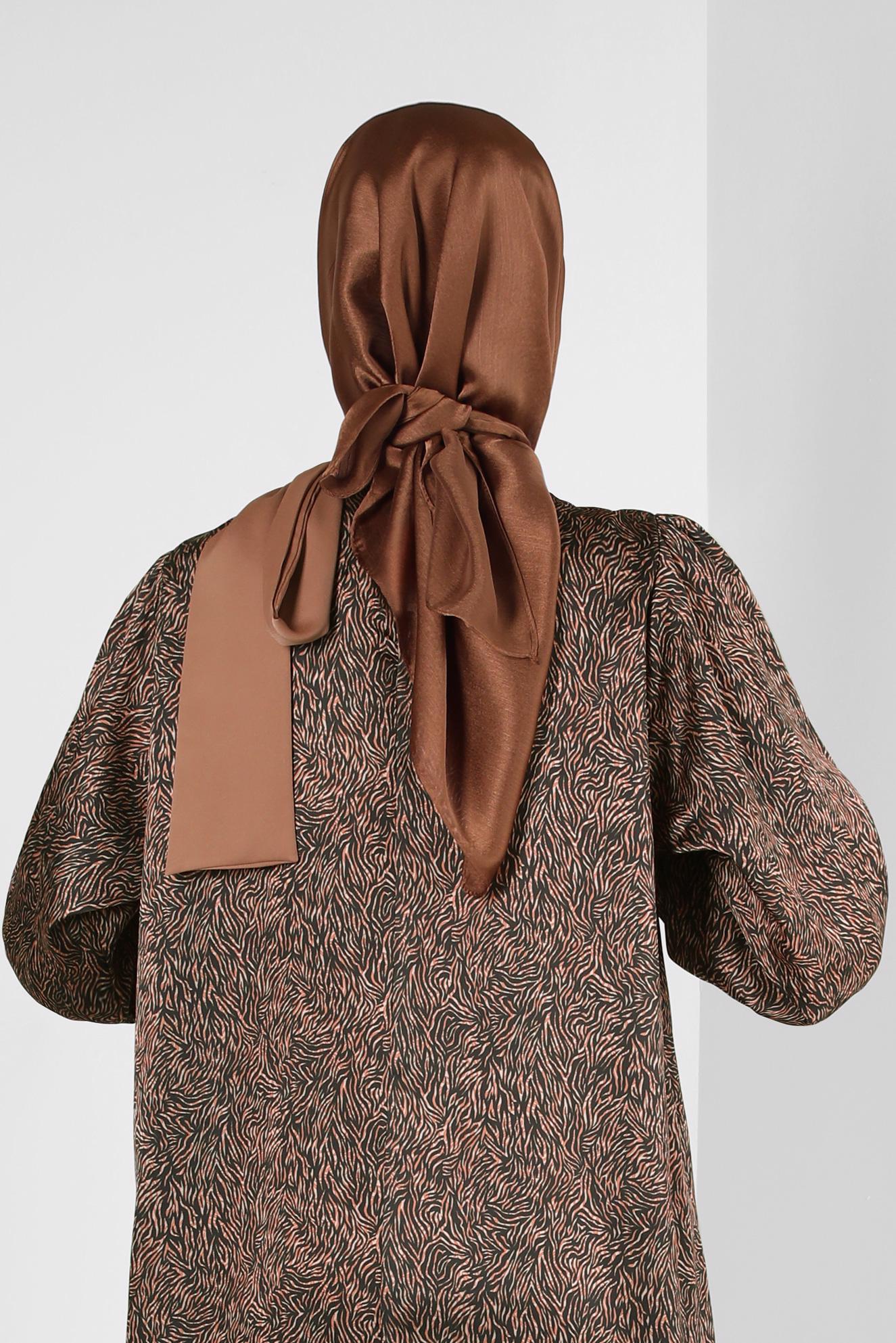 Tesettür giyim KAHVE ALVİNA JANJANLI EŞARP 8255