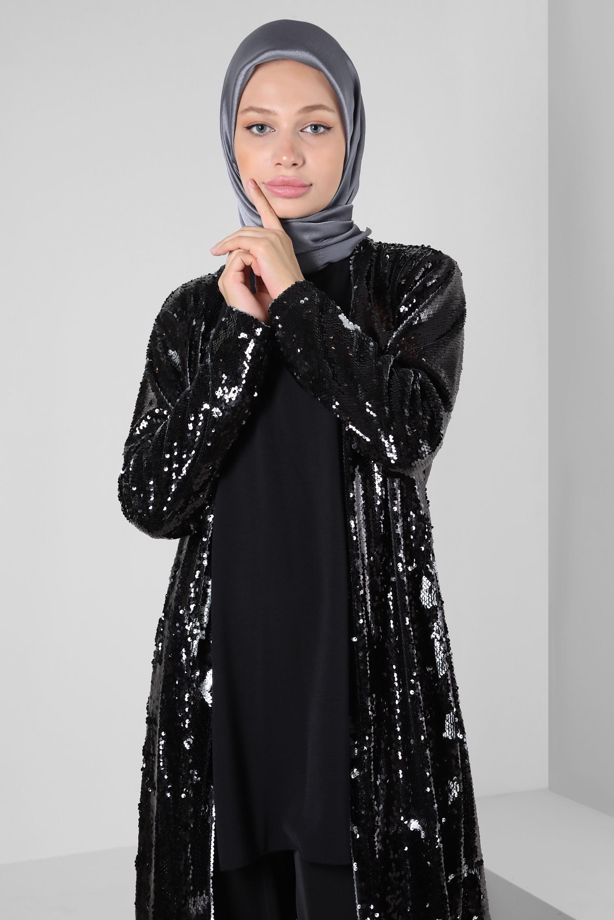 Tesettür giyim GRİ ALVİNA JANJANLI EŞARP 8255