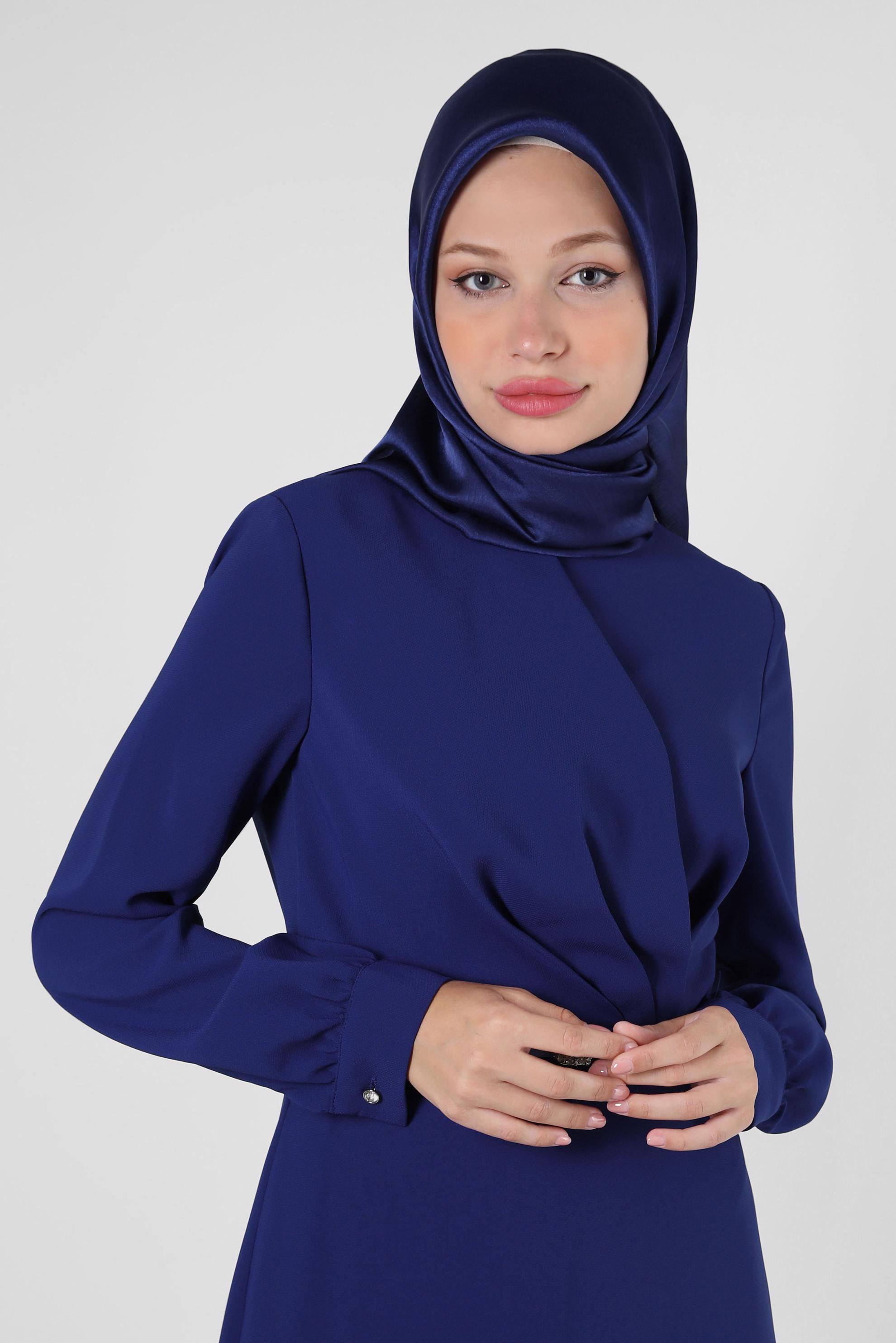 Tesettür giyim LACİVERT ALVİNA JANJANLI EŞARP 8255