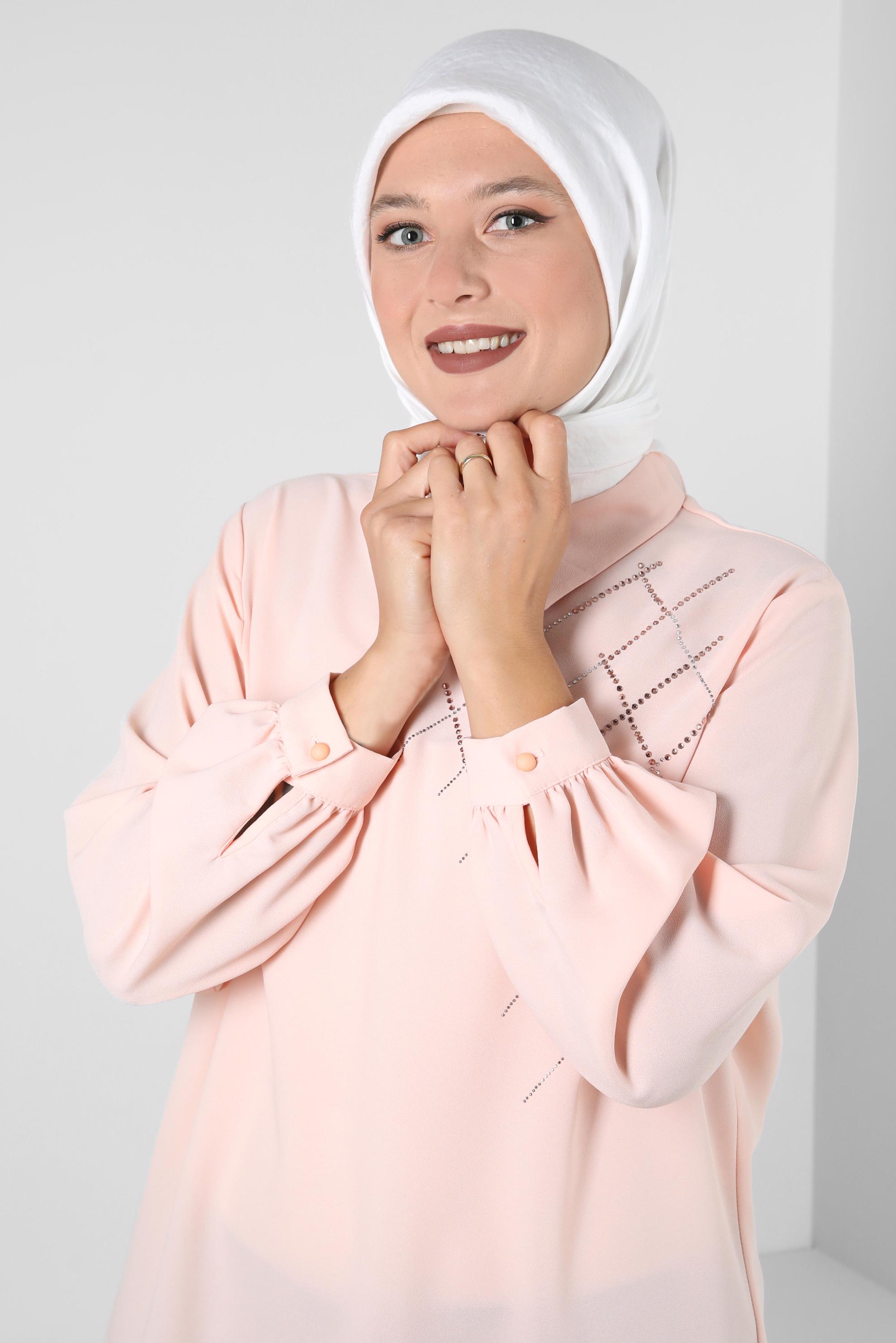 Tesettür giyim EKRU ALVİNA ÇİZGİ DESENLİ VİSKON EŞARP 8257