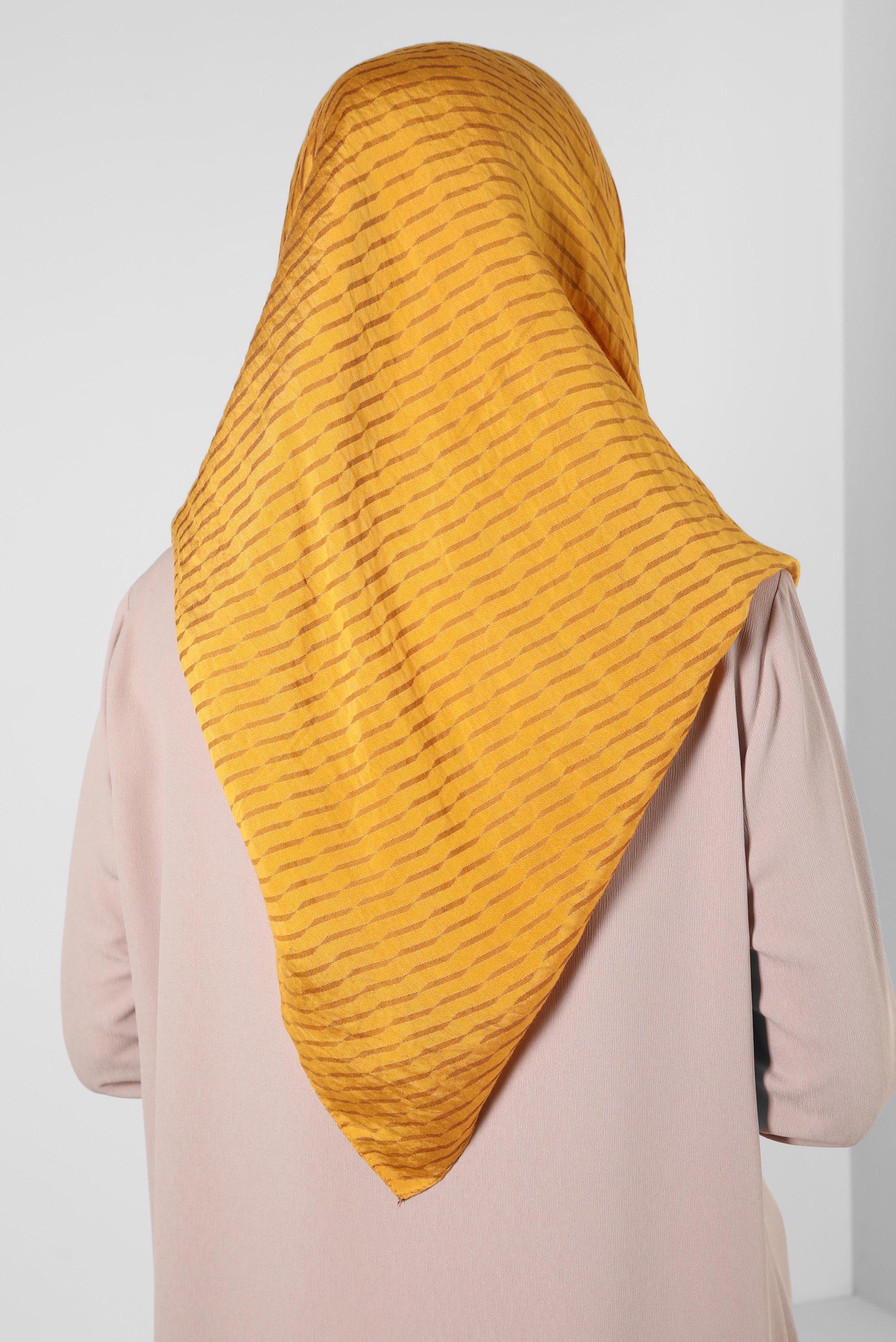 Tesettür giyim SARI ALVİNA ÇİZGİ DESENLİ VİSKON EŞARP 8257