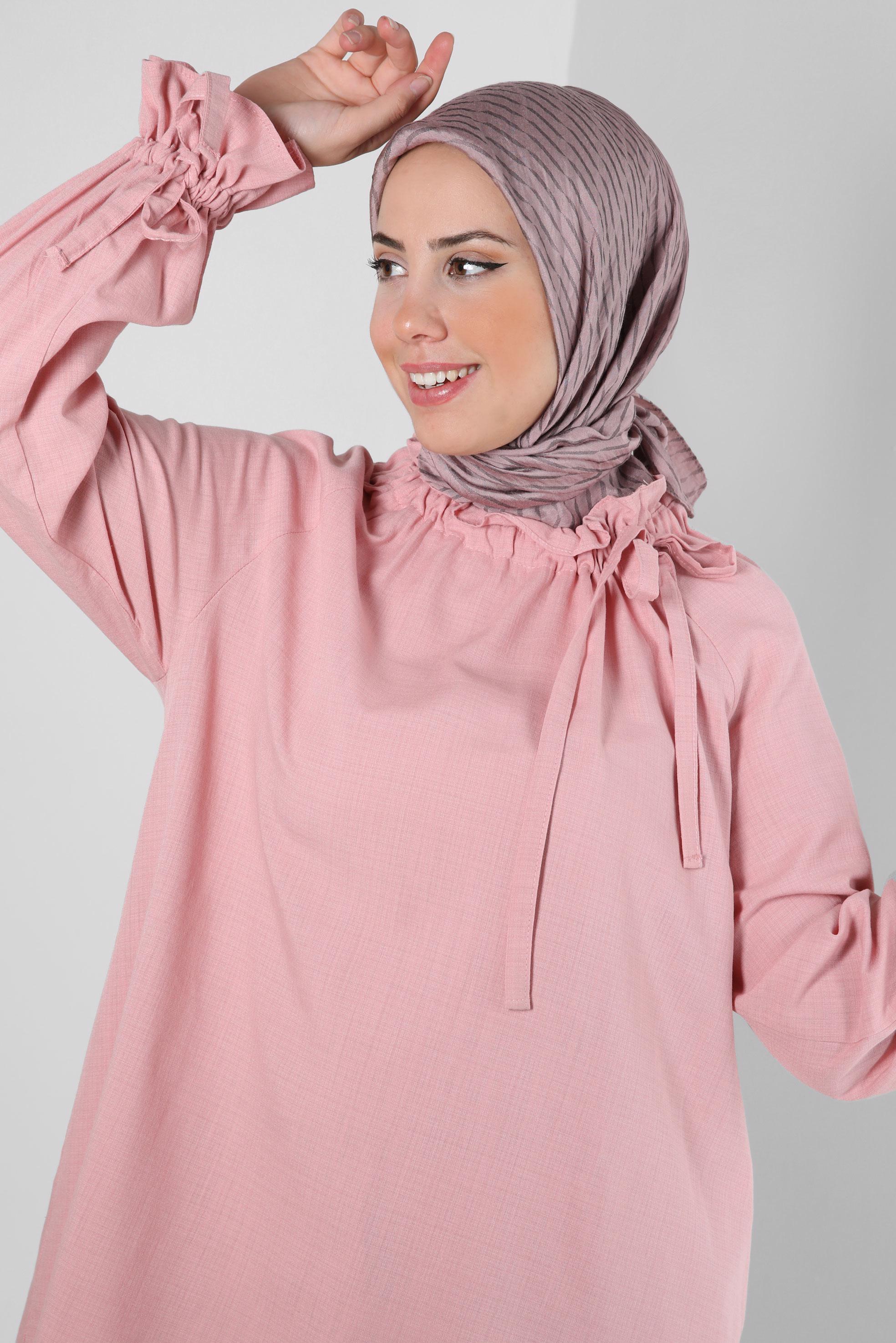 Tesettür giyim PEMBE ALVİNA ÇİZGİ DESENLİ VİSKON EŞARP 8257
