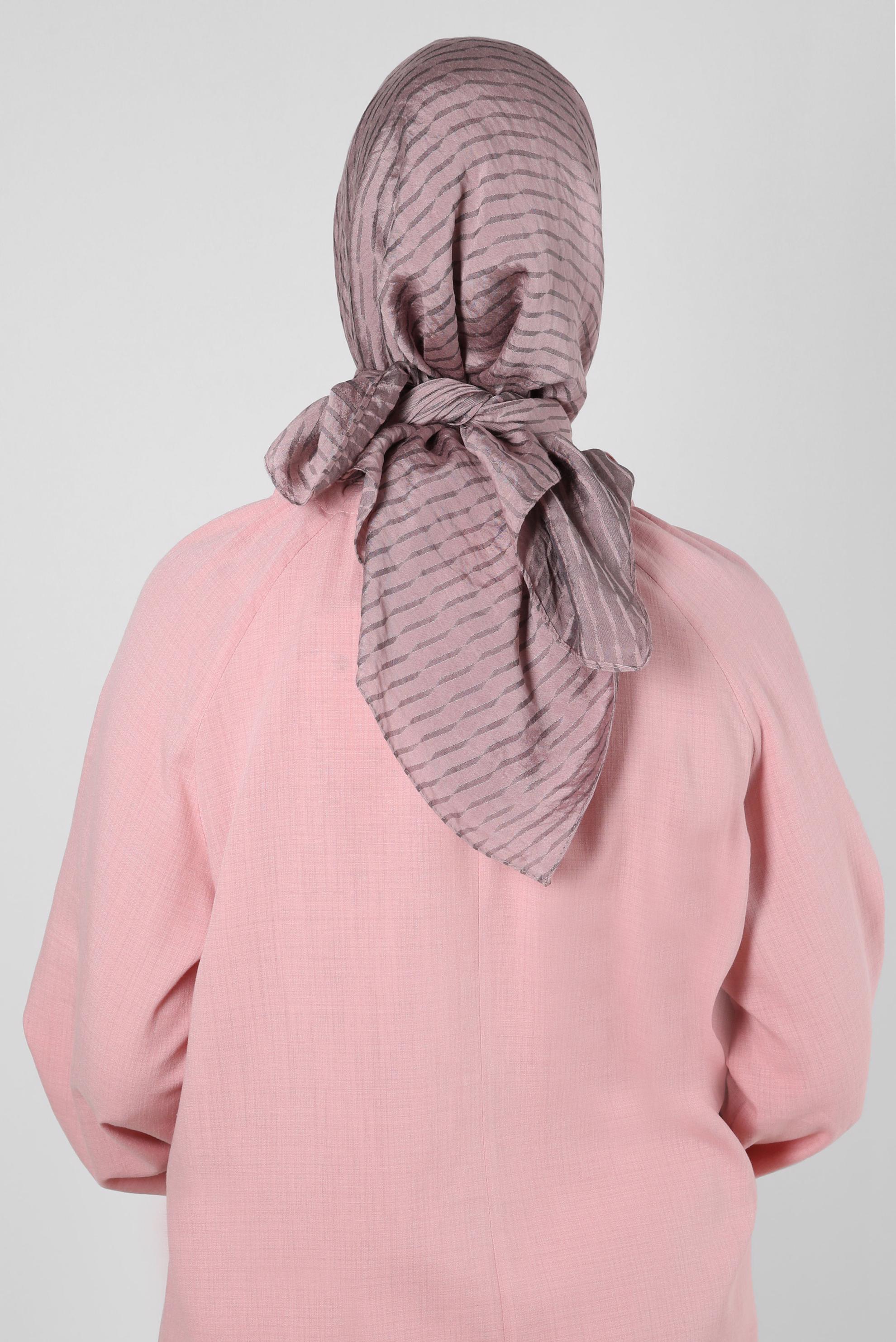 Tesettür giyim PEMBE ALVİNA ÇİZGİ DESENLİ VİSKON EŞARP 8257