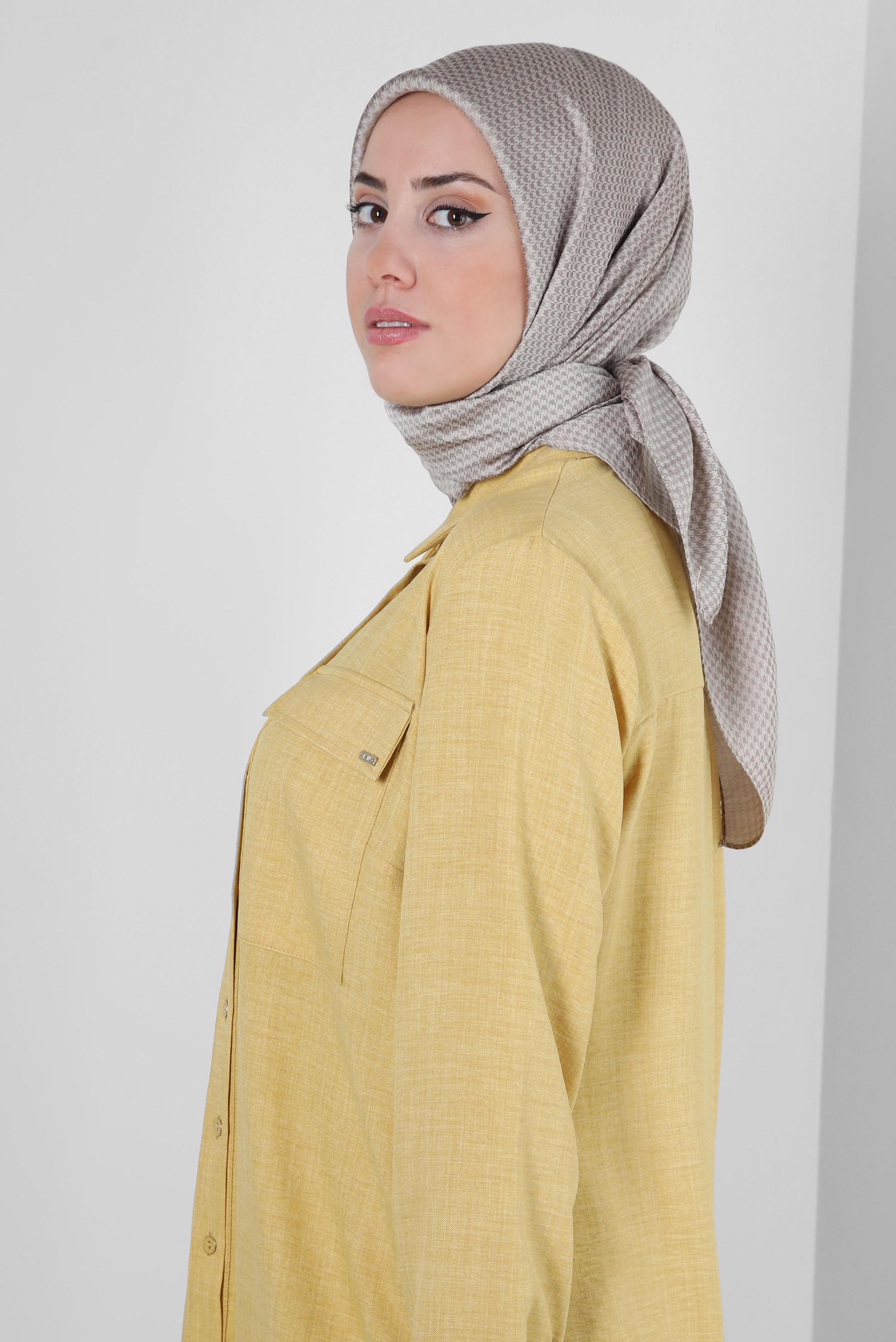 Tesettür giyim BEJ ALVİNA KAZAYAĞI DESEN VİSKON EŞARP 8259 