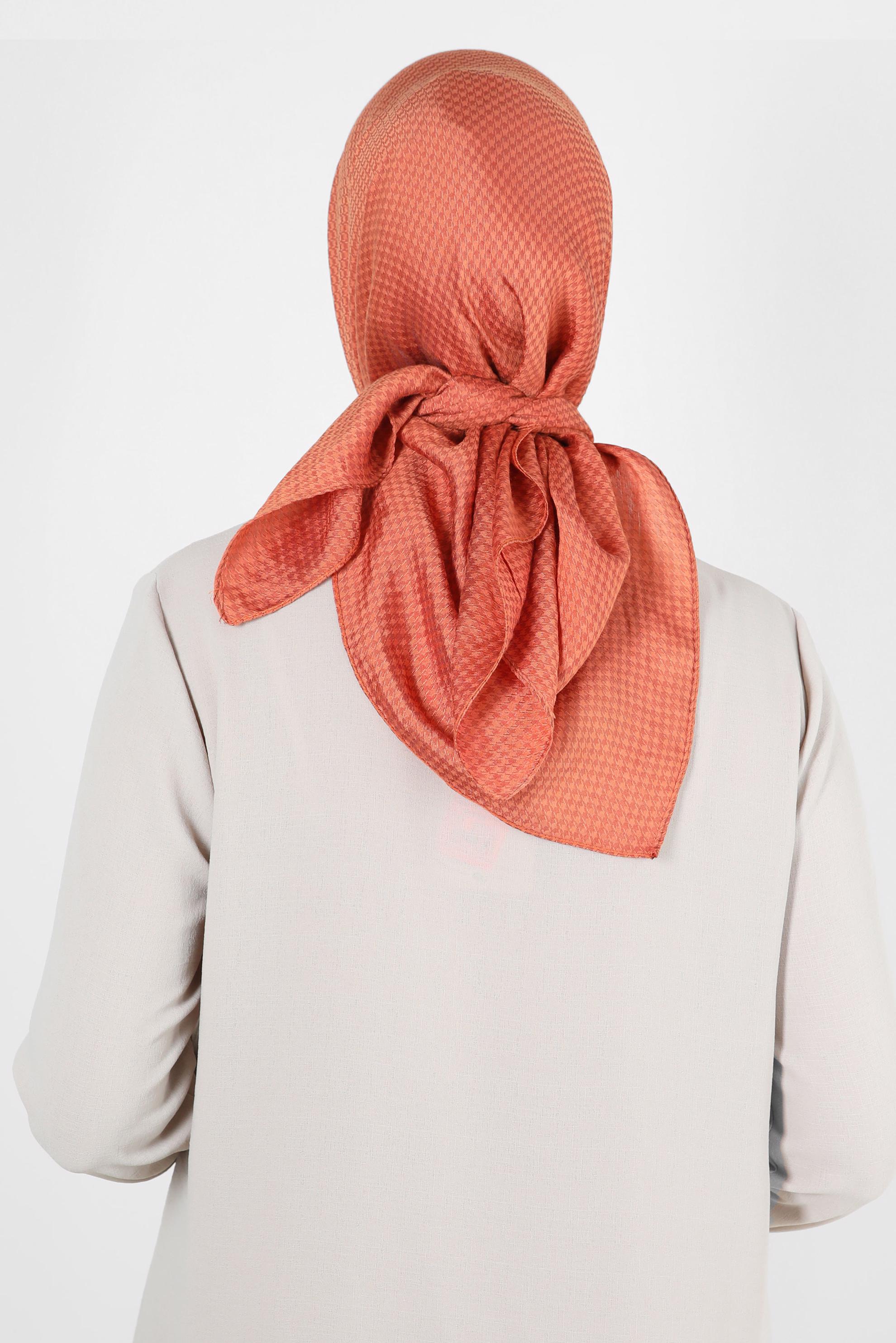 Tesettür giyim TURUNCU ALVİNA KAZAYAĞI DESEN VİSKON EŞARP 8259 